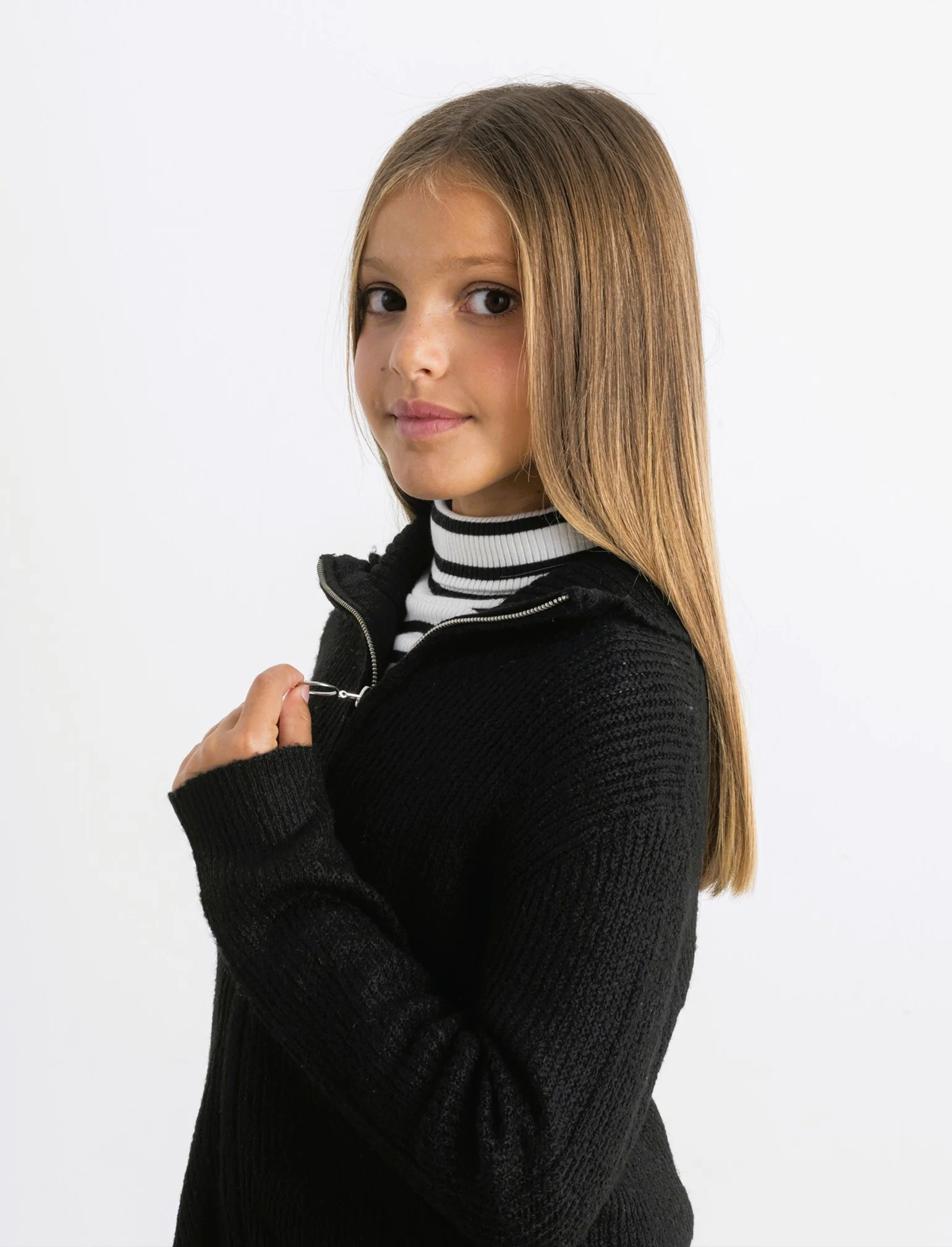 Maglia modello cardigan con zip. - Nero - Image 4