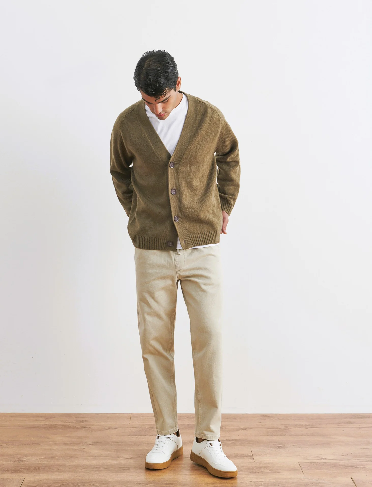 Maglia modello cardigan - Grigio fango - Image 4