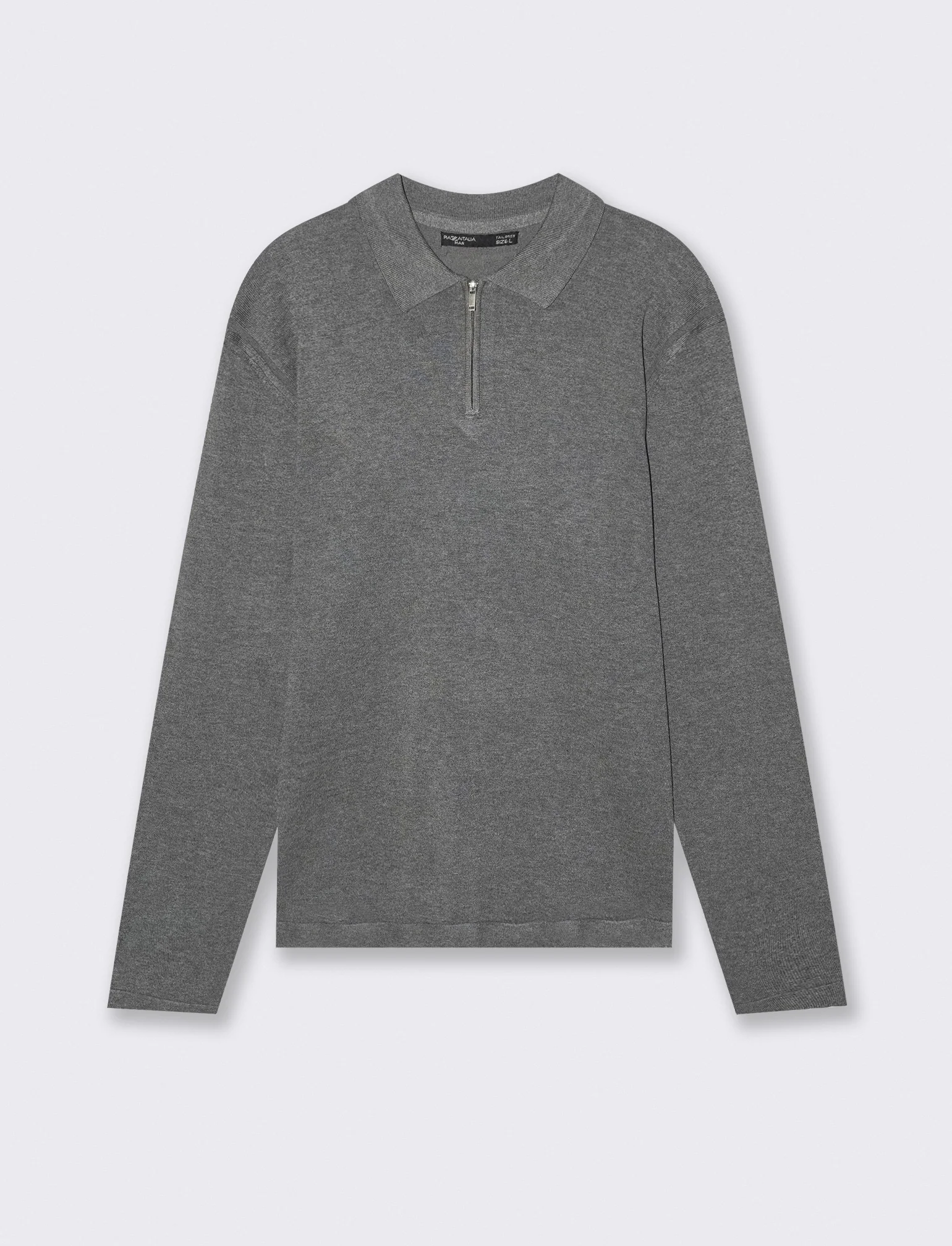 MAGLIA  MODELLO POLO CON CERNIERA - Grigio mel.
