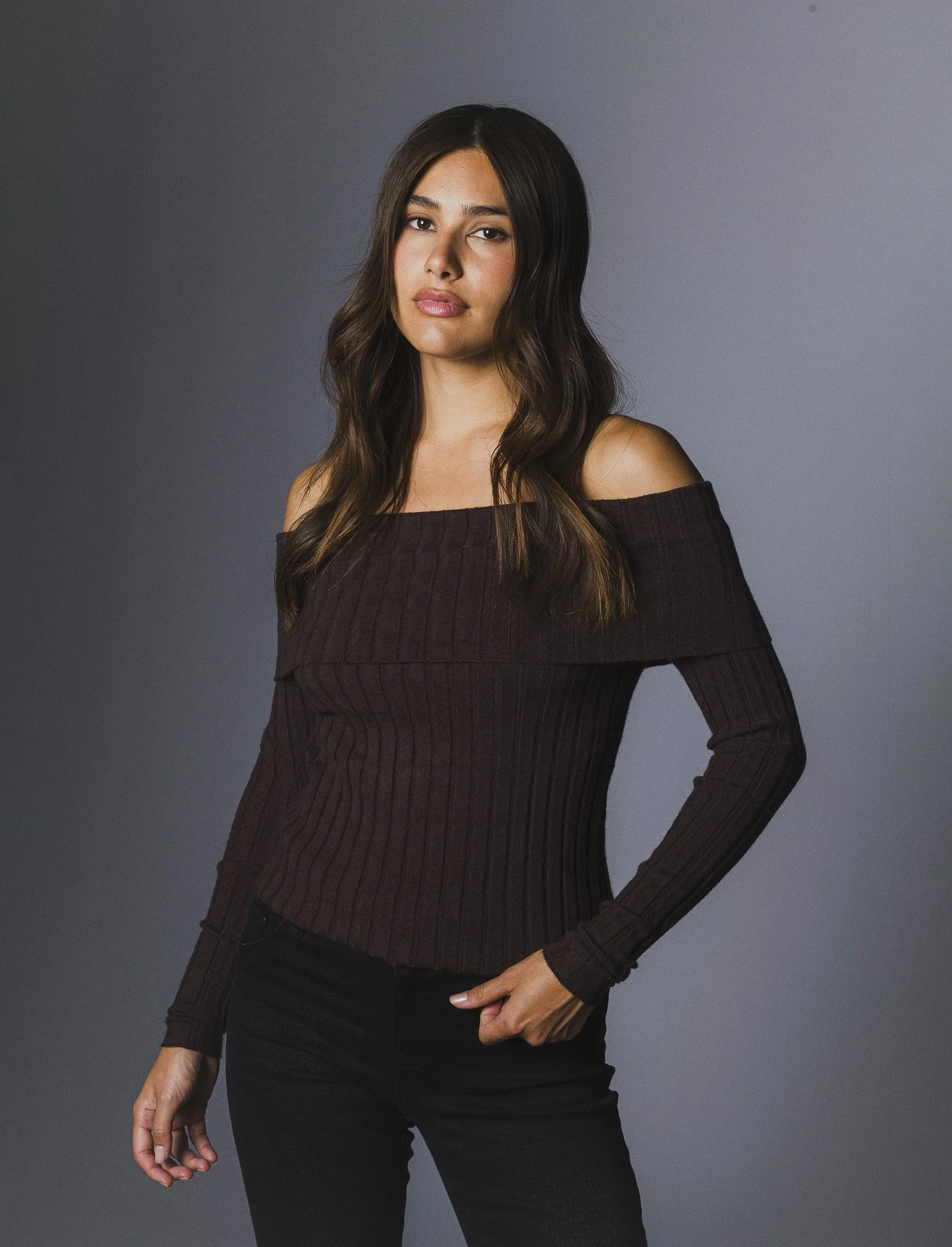 MAGLIA OFF SHOULDER - Moro