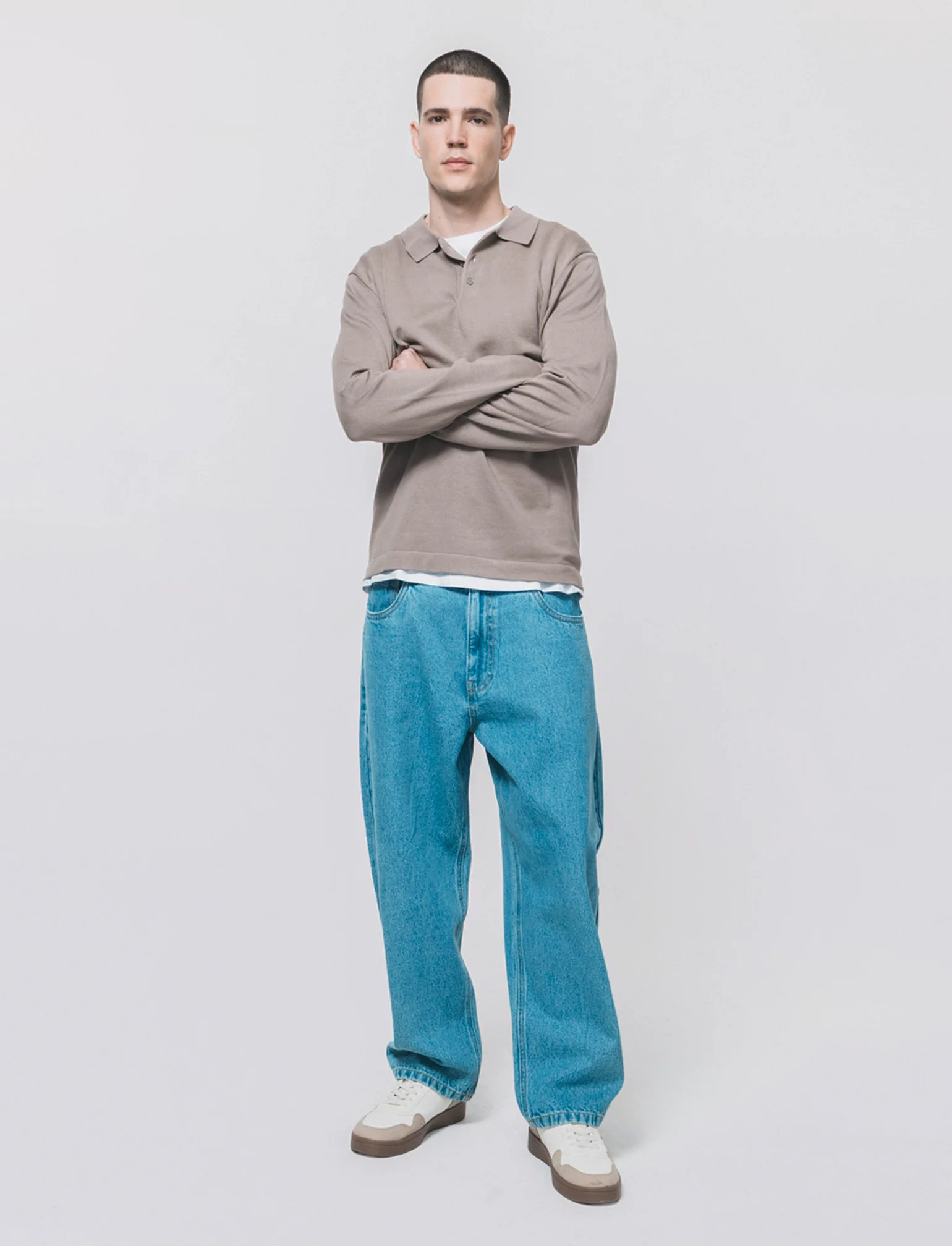 Maglia Polo con Colletto e Maniche Lunghe - Verde kaki - Image 3