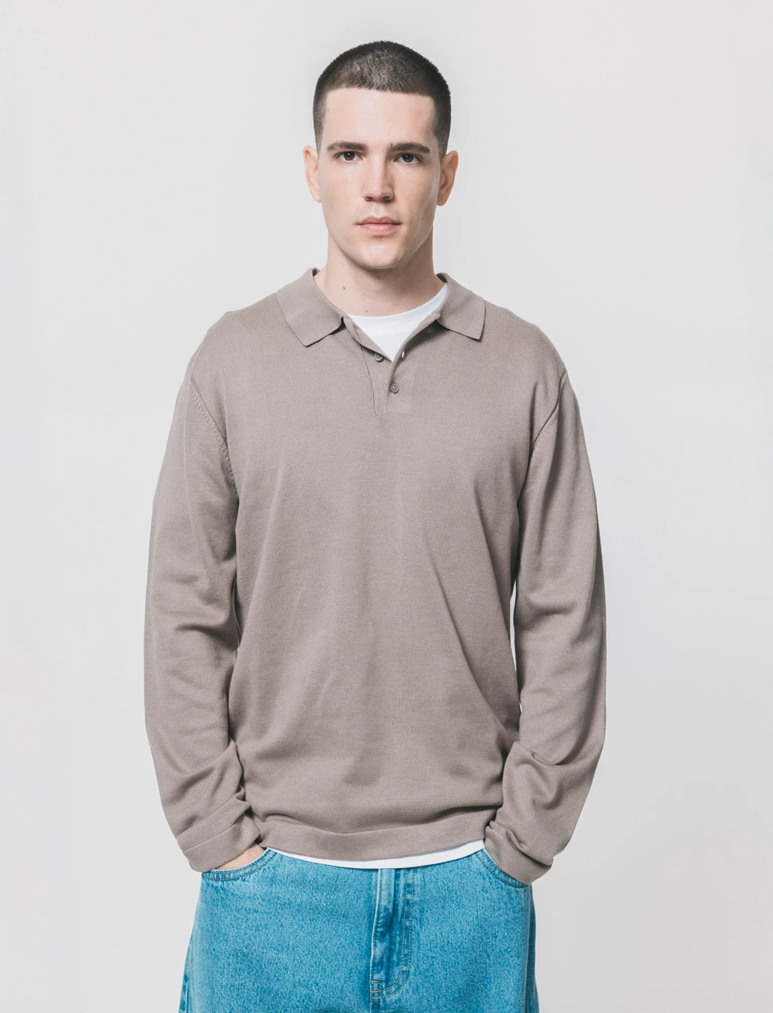 Maglia Polo con Colletto e Maniche Lunghe - Verde kaki - Image 4