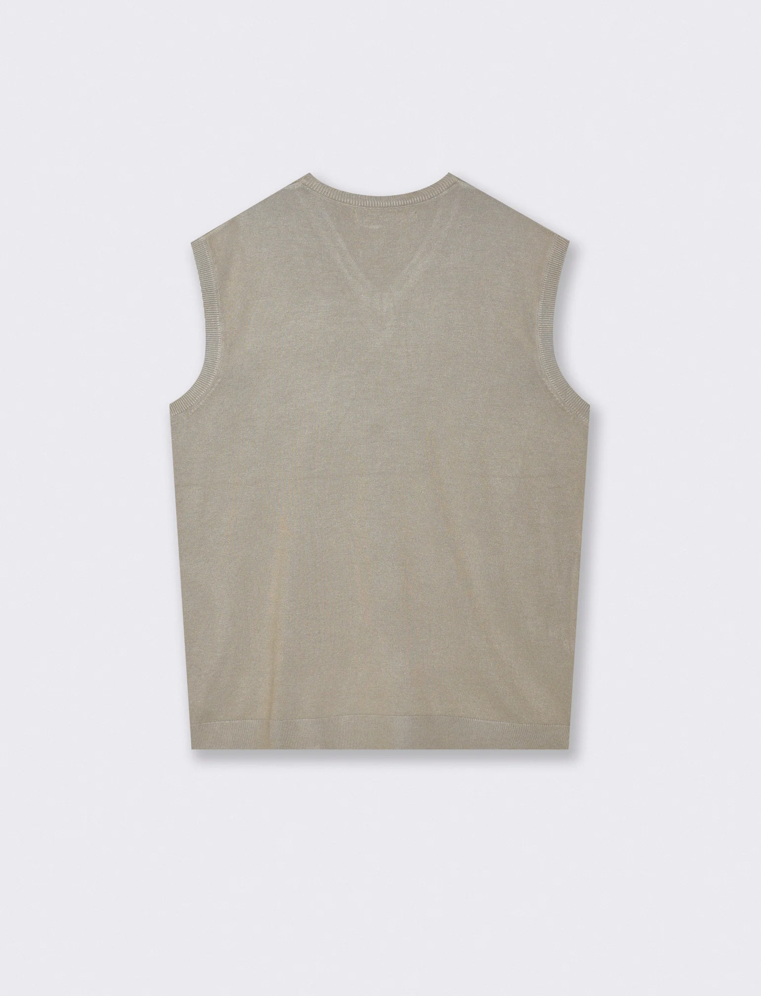 MAGLIA SENZA MANICHE SCOLLO A V - Beige - Image 2