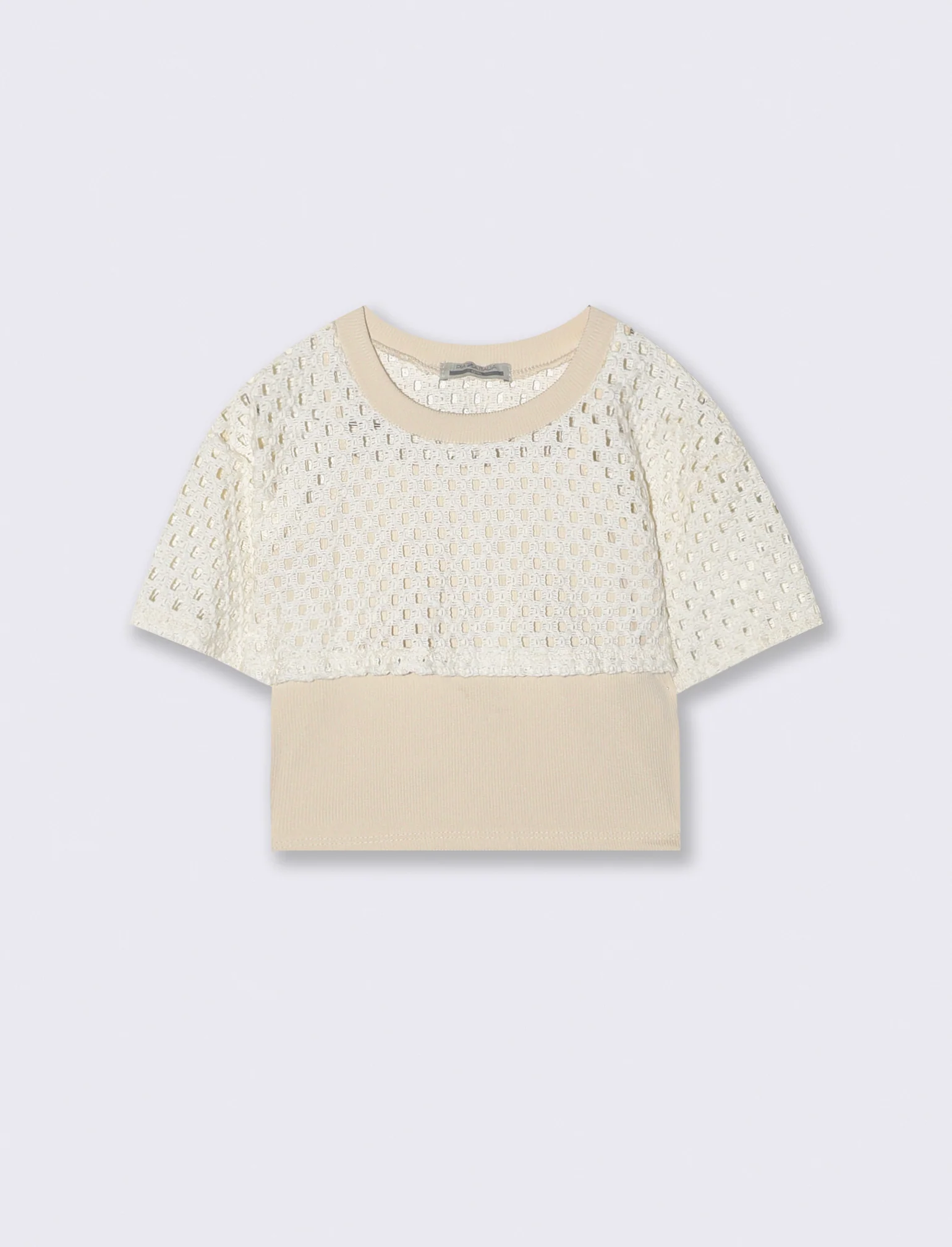 Maglietta a rete con canotta - Beige