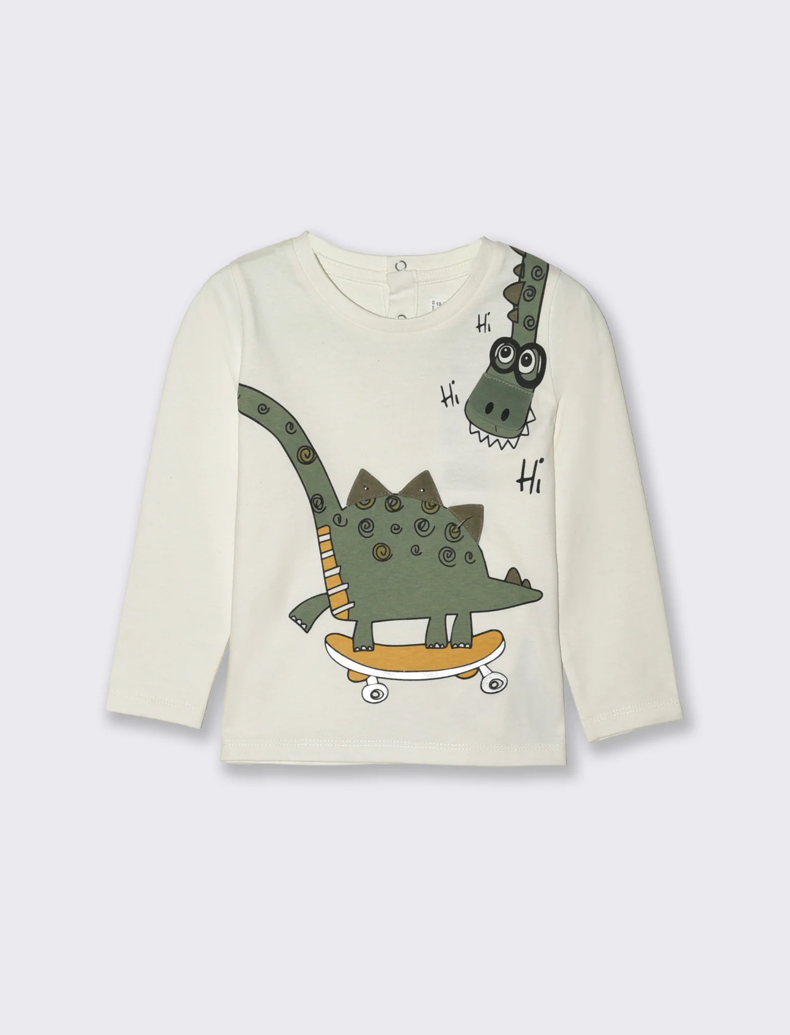 Maglietta girocollo con dinosauro - Bianco latte
