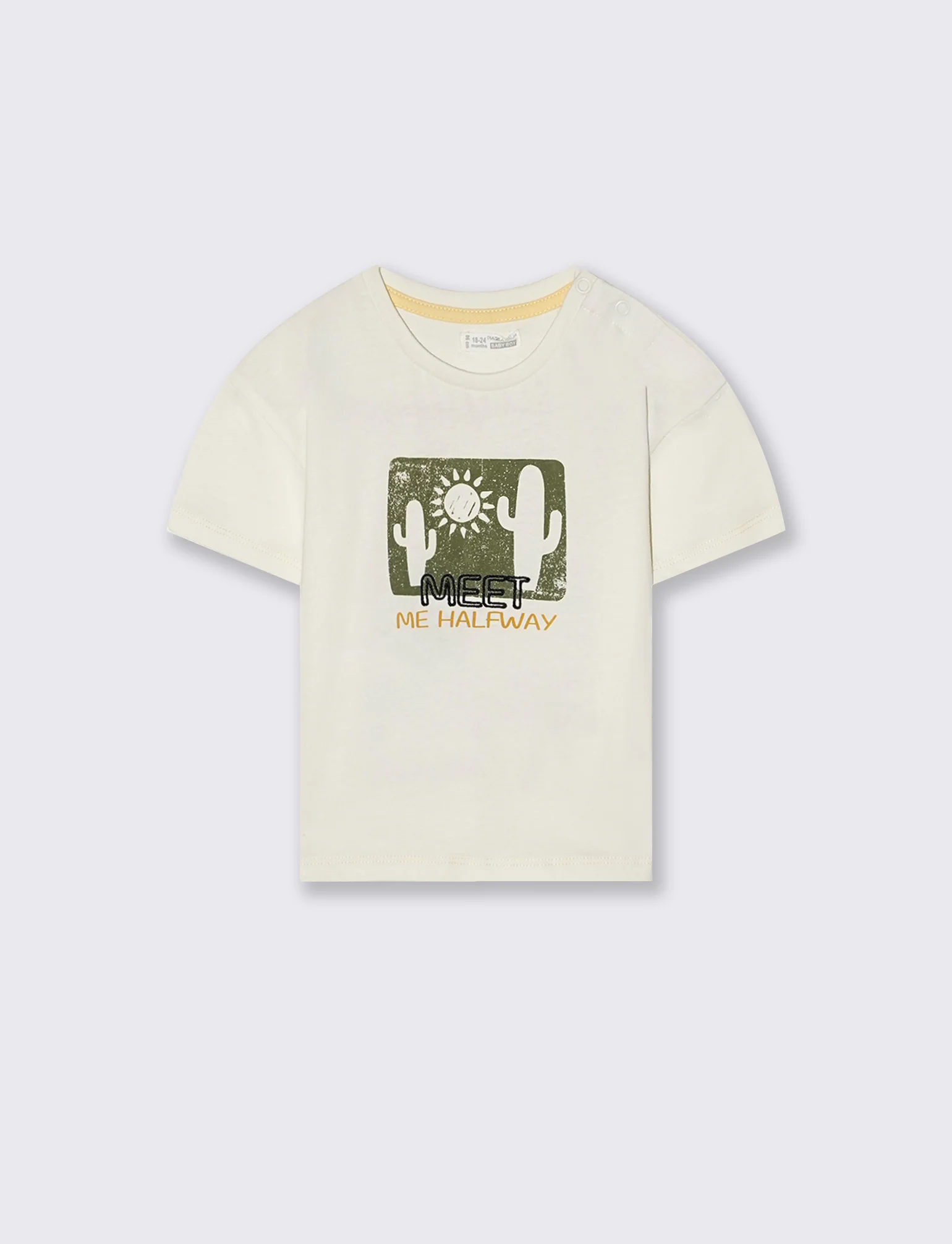 Maglietta girocollo con stampe e ricami - Bianco latte