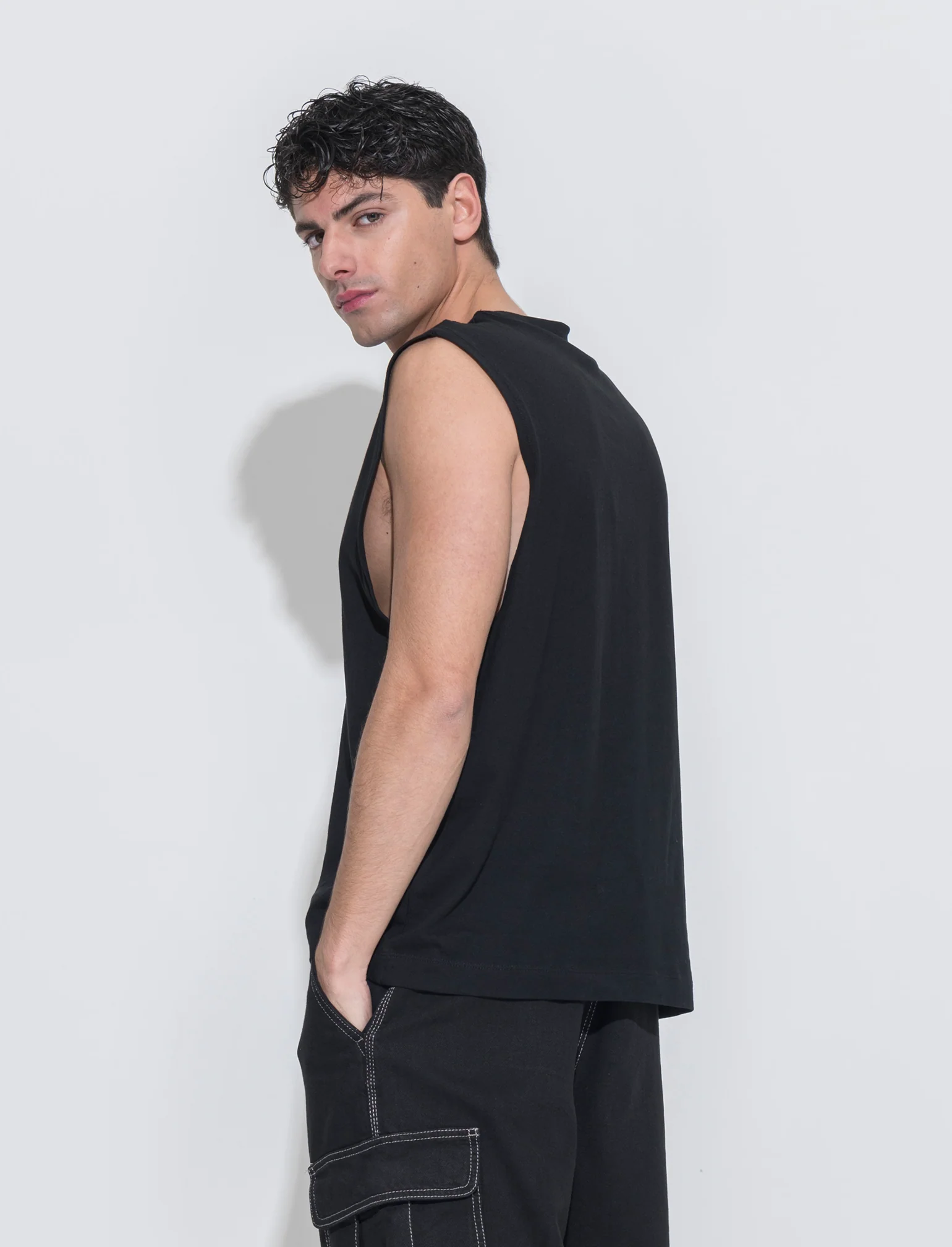 Maglietta giromanica da uomo - Nero - Image 2