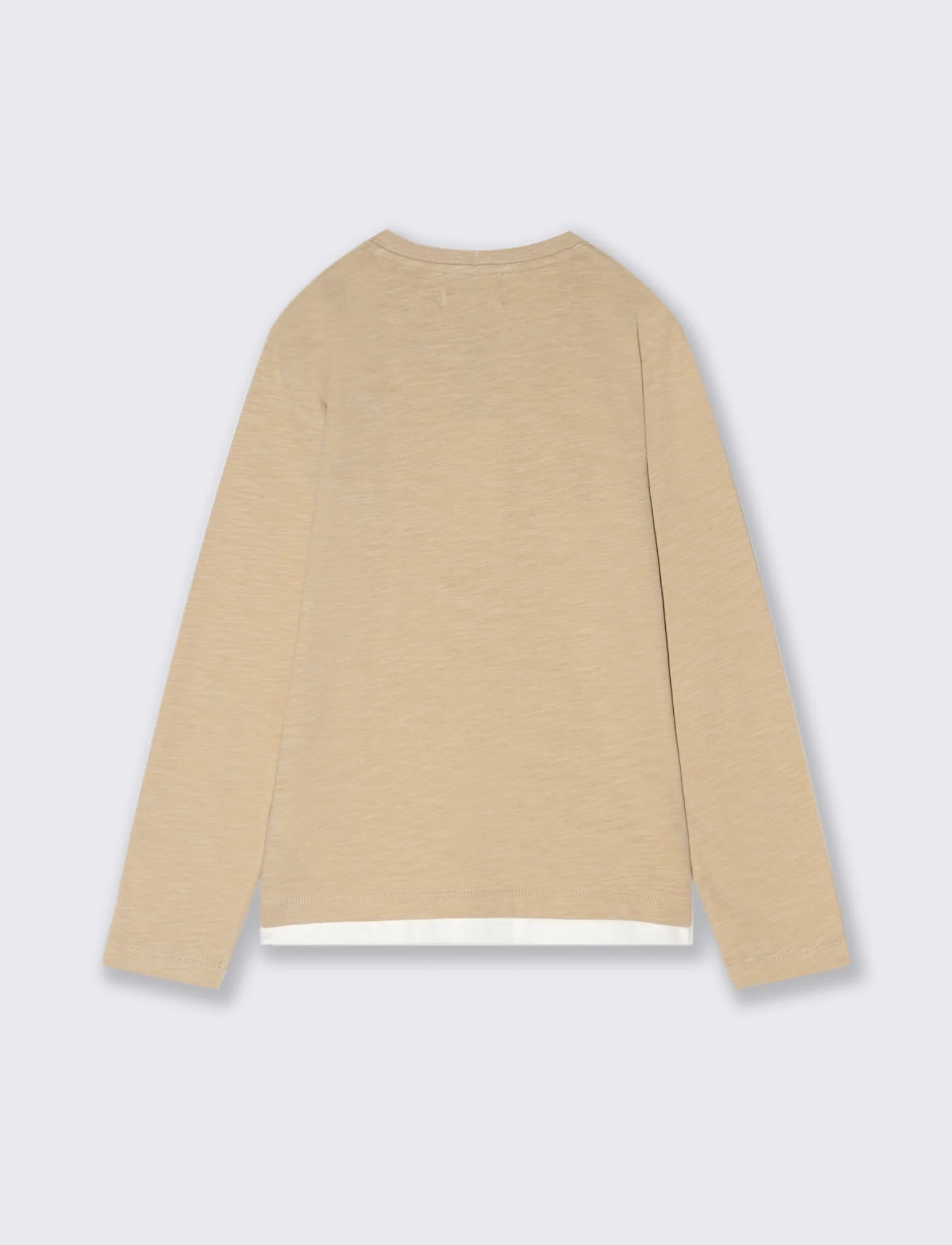 MAGLIETTA IN COTONE SLUB CON TASCHINO - Beige - Image 3