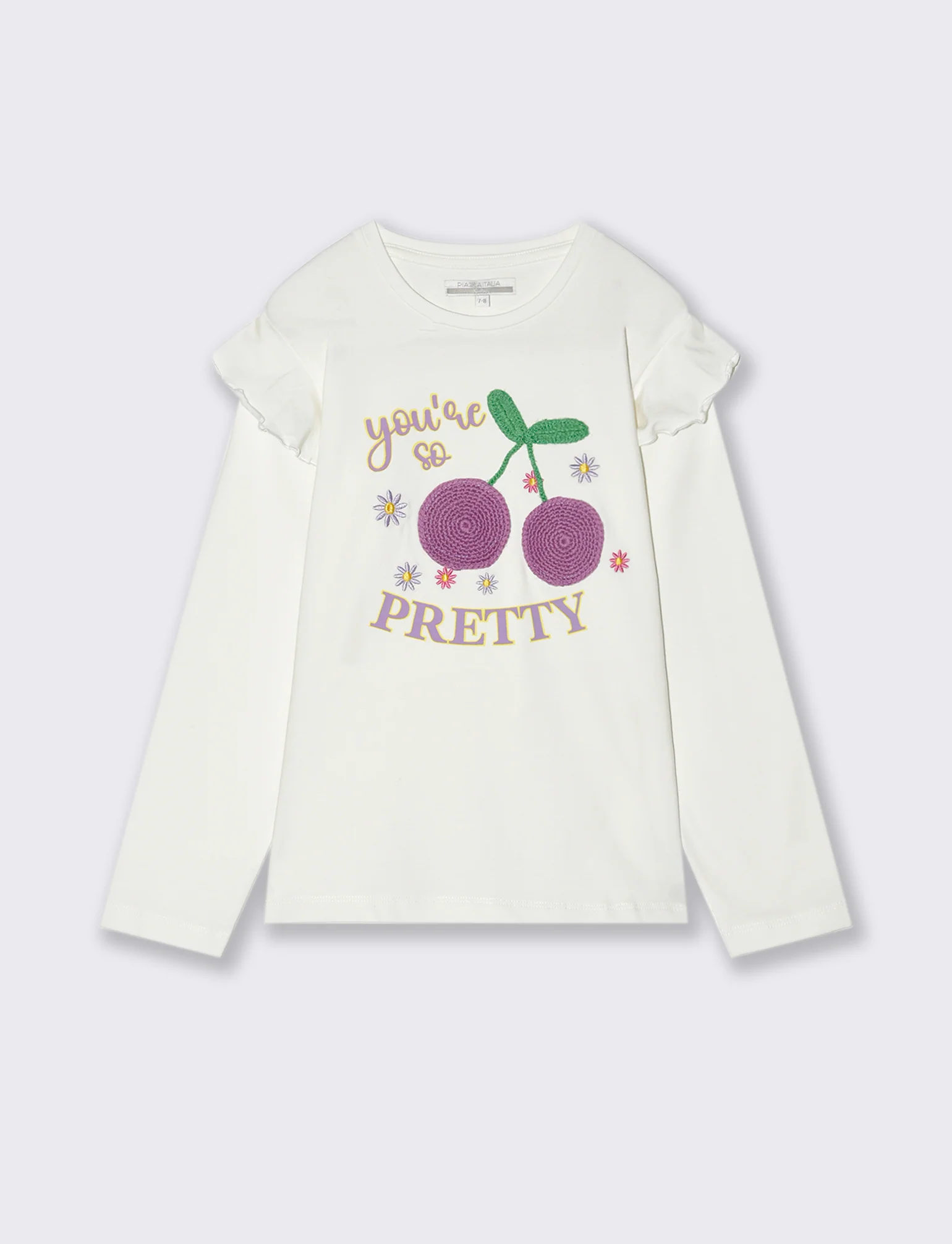 Maglietta manica lunga con applicazione da bambina - Bianco latte - Image 3