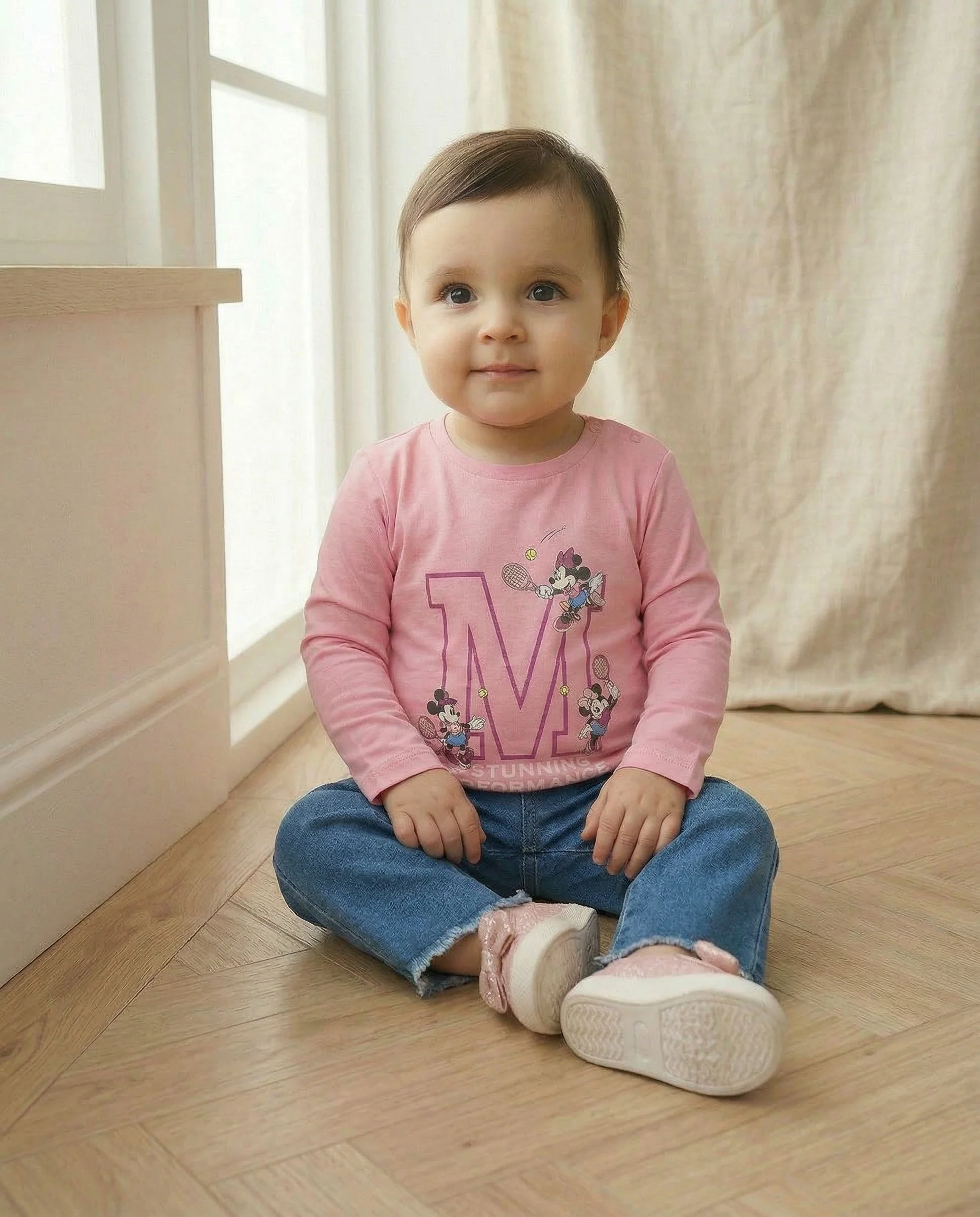 Maglietta Minnie stile tennis manica lunga - Rosa