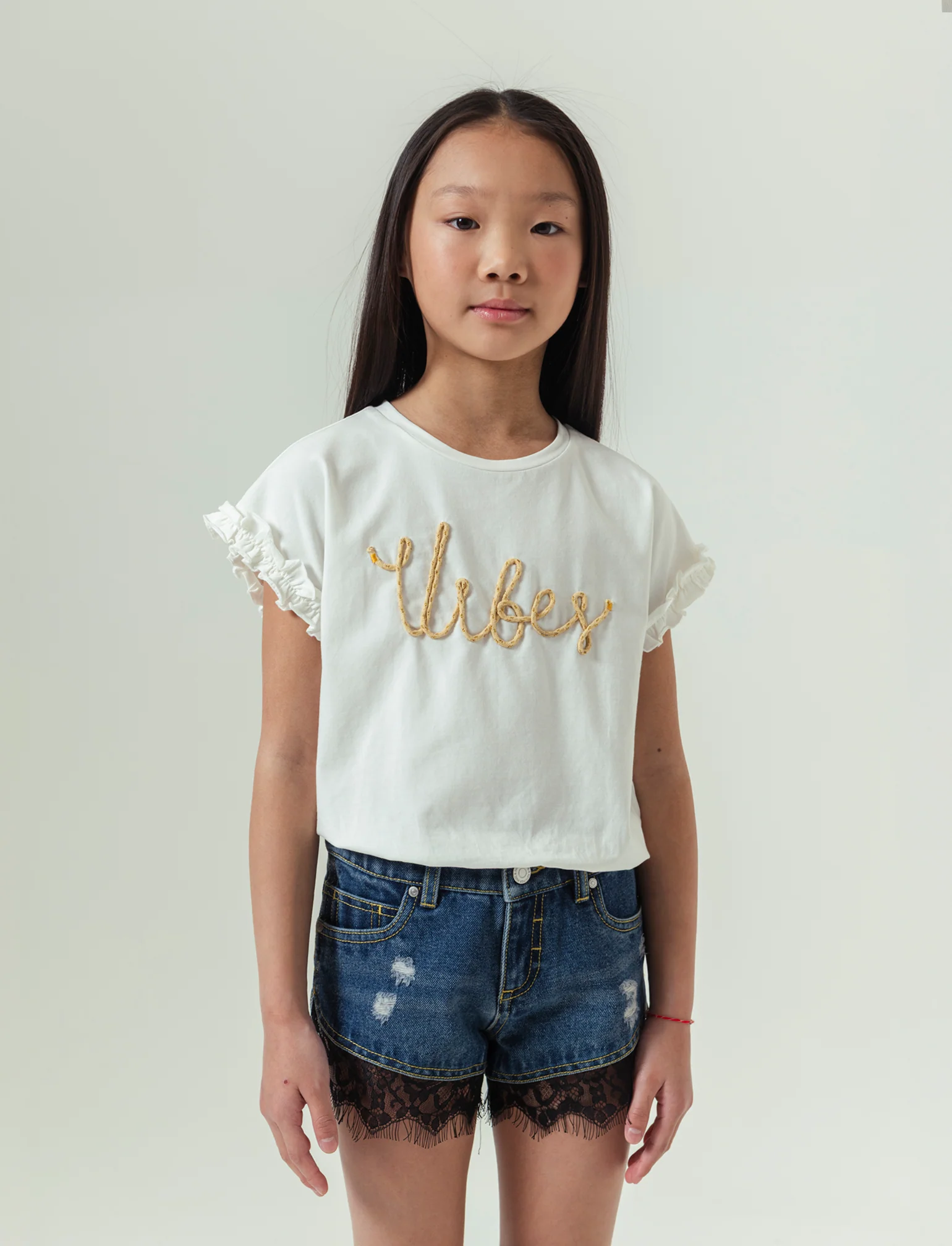 Maglietta ricamo da bambina - Bianco sporco - Image 2