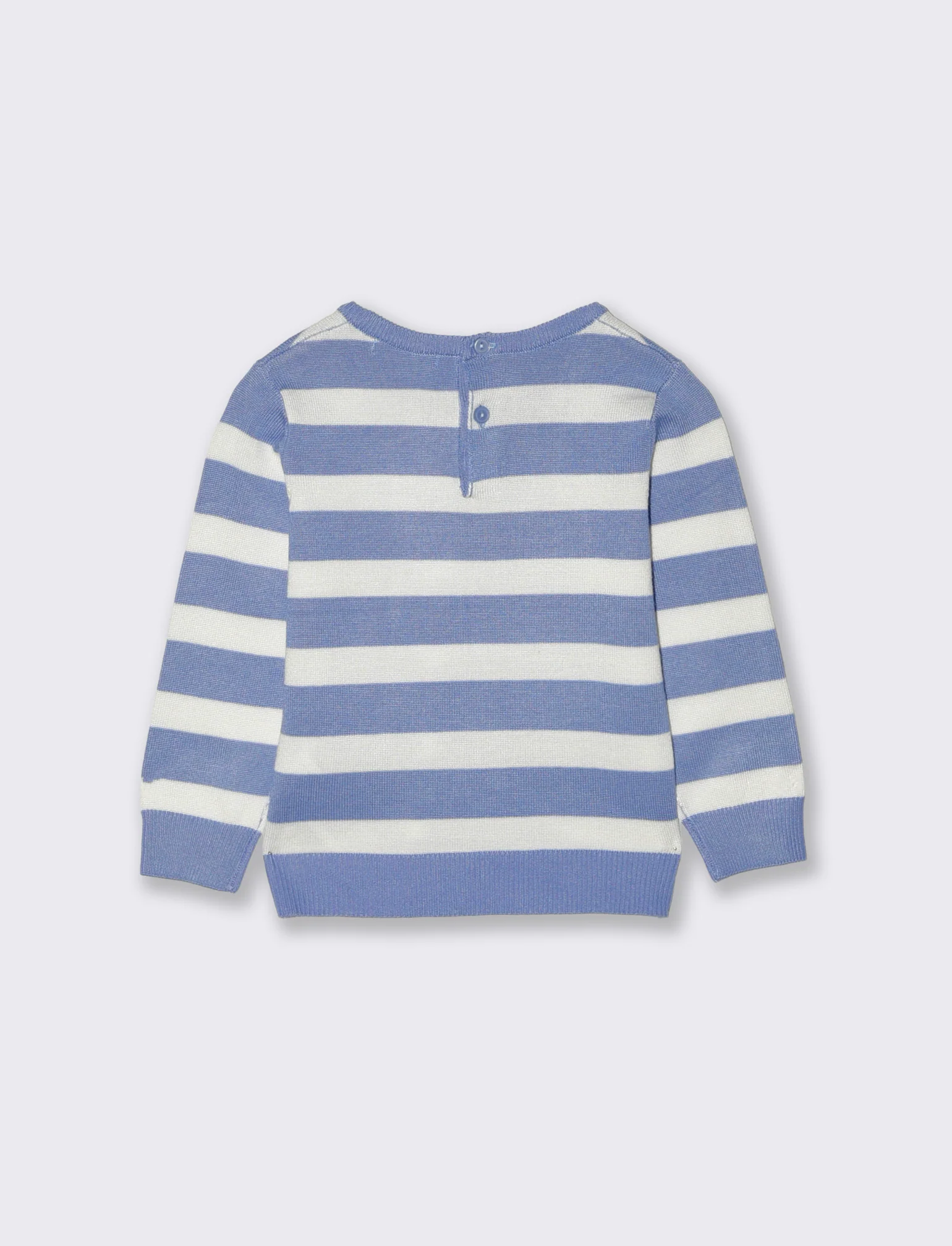 Maglioncino a righe basico con costina - Azzurro - Image 3