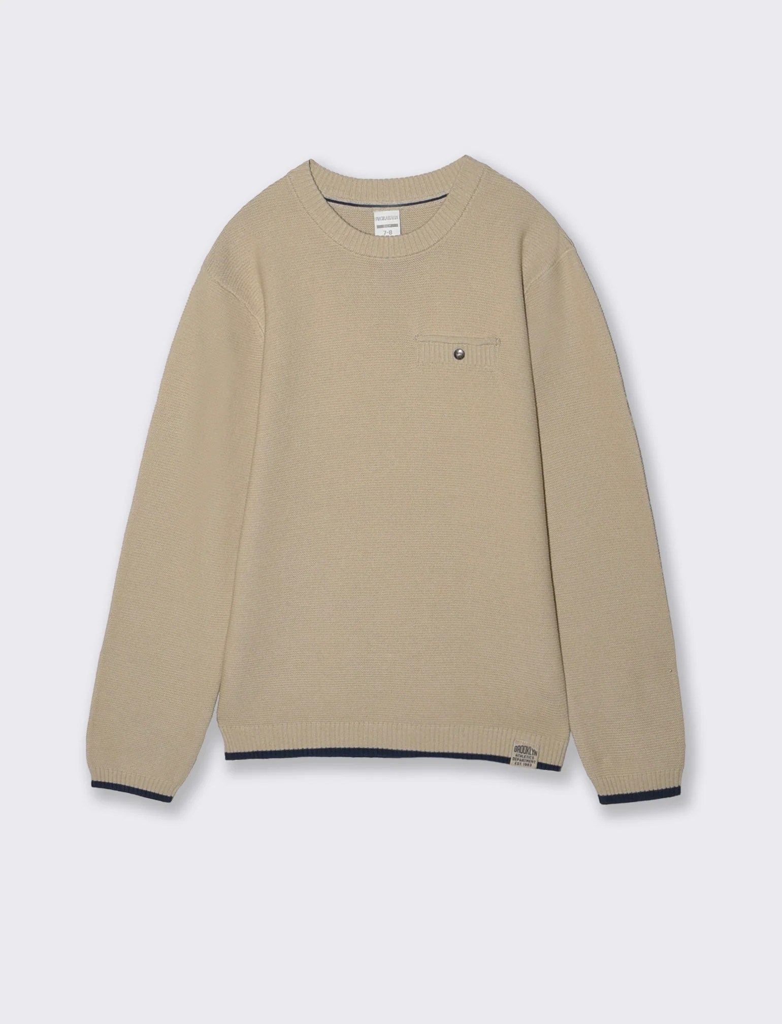 Maglioncino girocollo con taschino - Beige