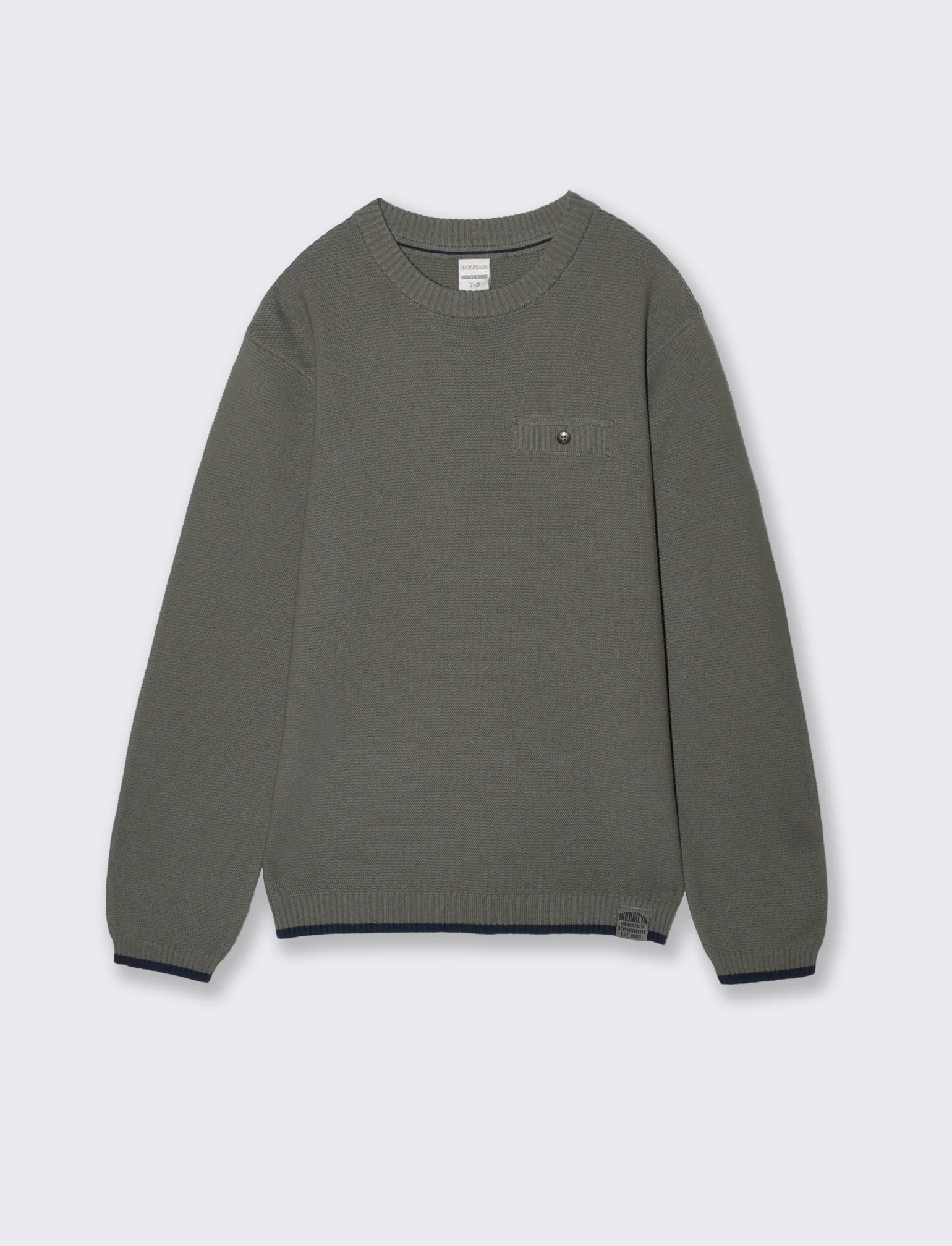 Maglioncino girocollo con taschino - Verde militare