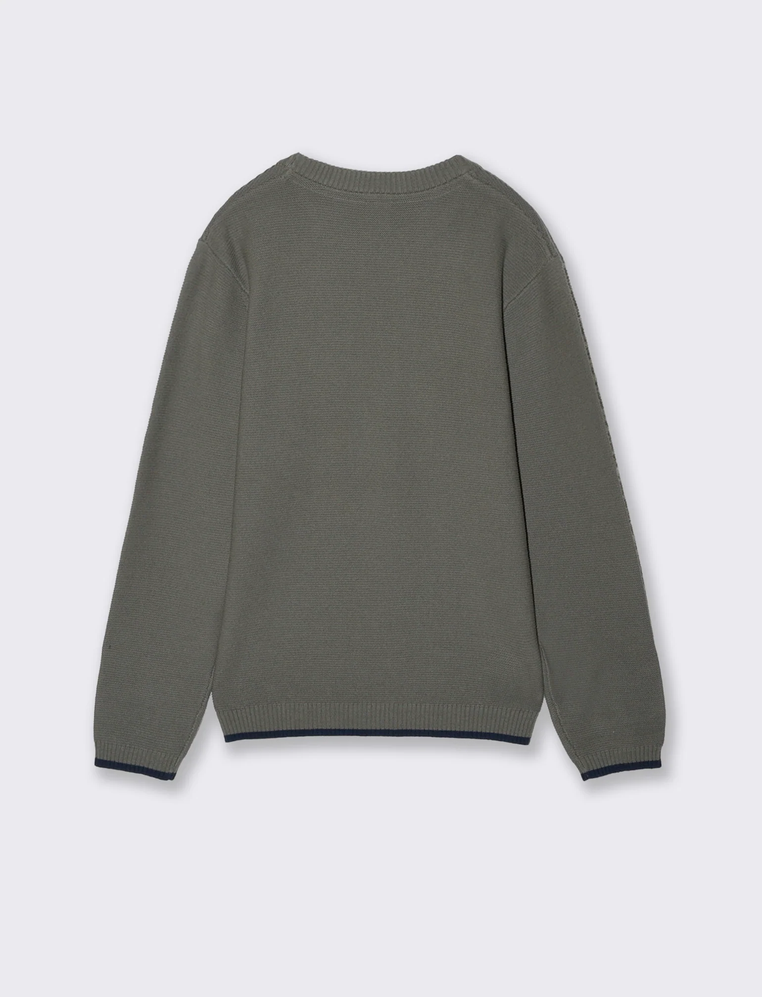 Maglioncino girocollo con taschino - Verde militare - Image 2