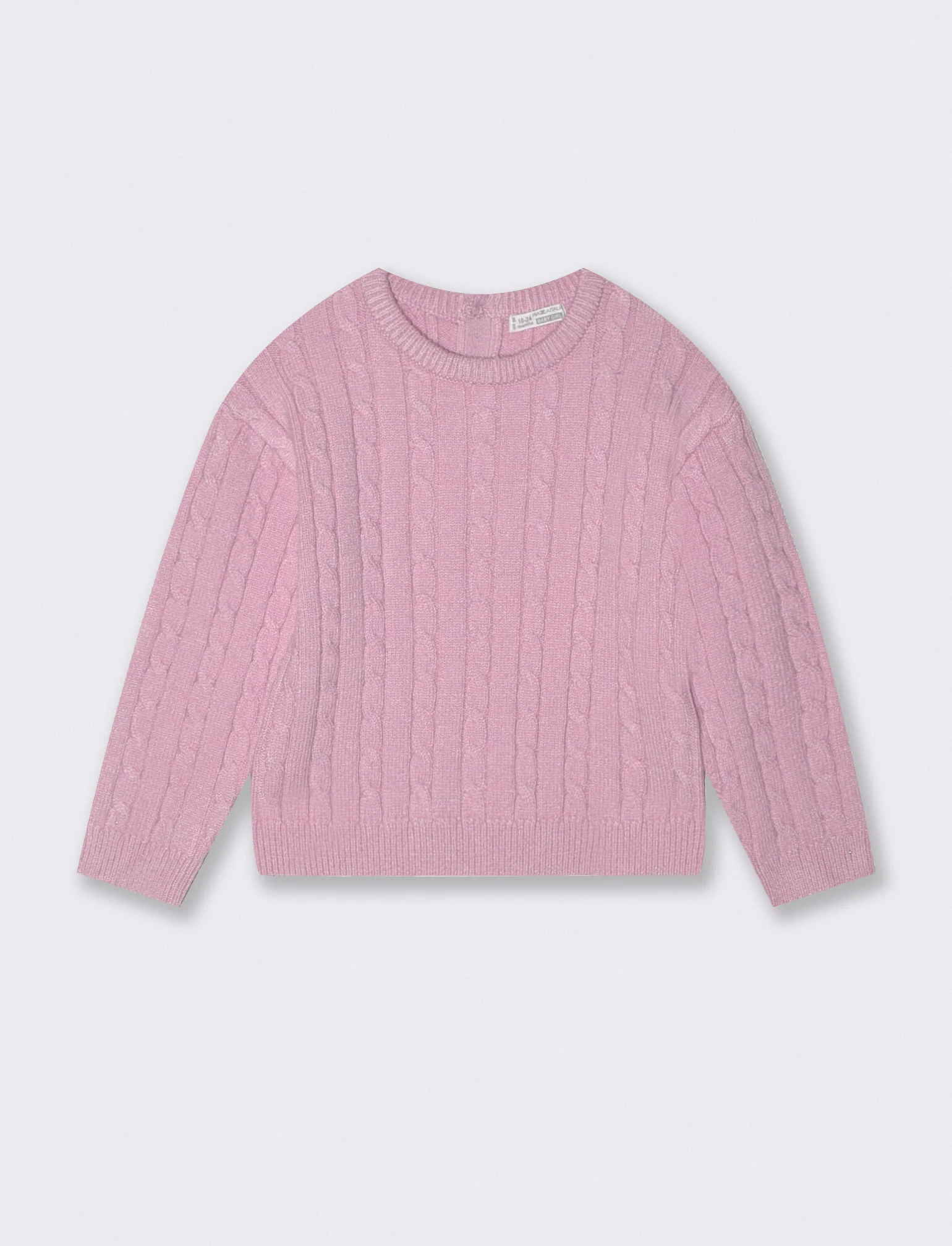 Maglioncino girocollo con trecce trendy - Rosa polvere