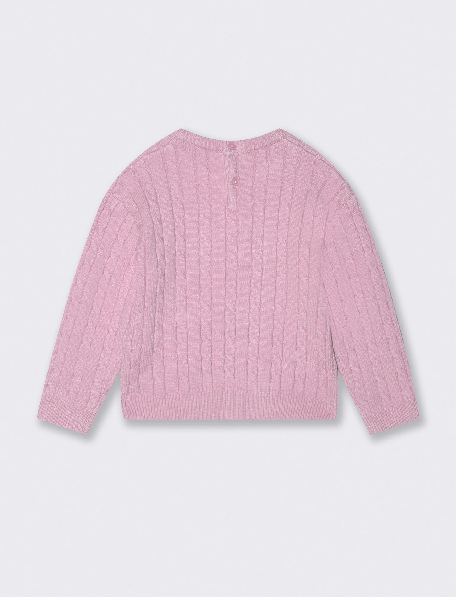 Maglioncino girocollo con trecce trendy - Rosa polvere - Image 2
