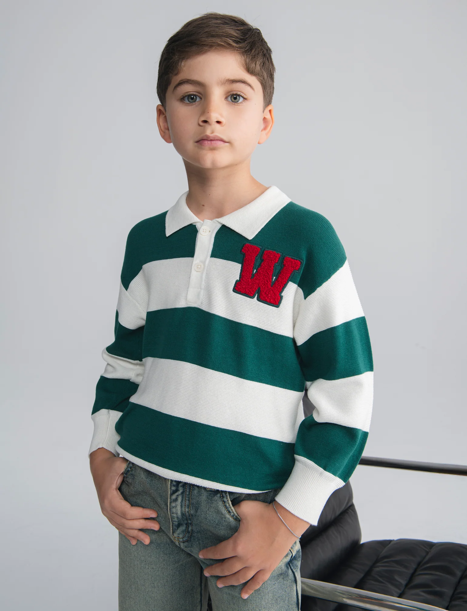 Maglioncino polo rigato oversize sportivo - Righe - Image 3