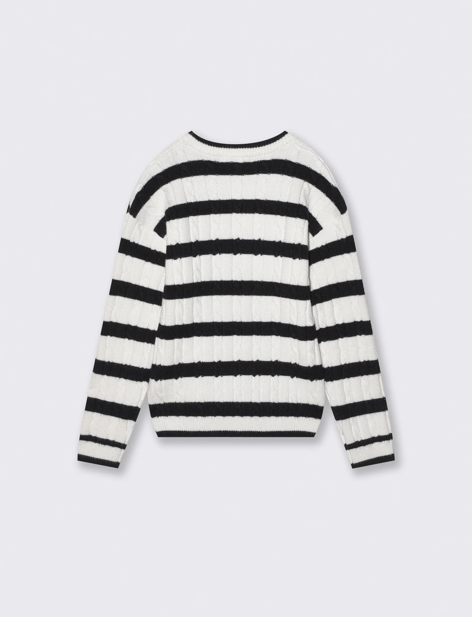 Maglione a righe con trecce verticali - Bianco-nero - Image 2