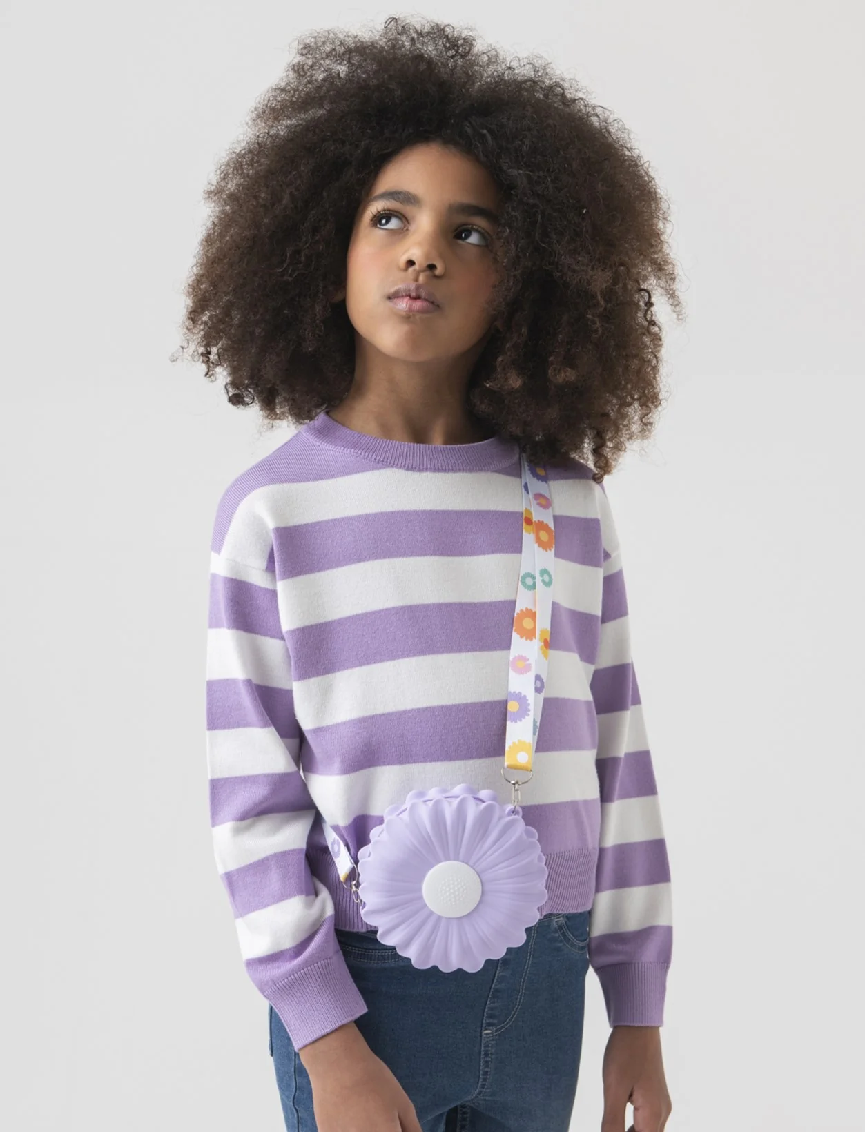 Maglione a righe da bambina - Lilla - Image 2