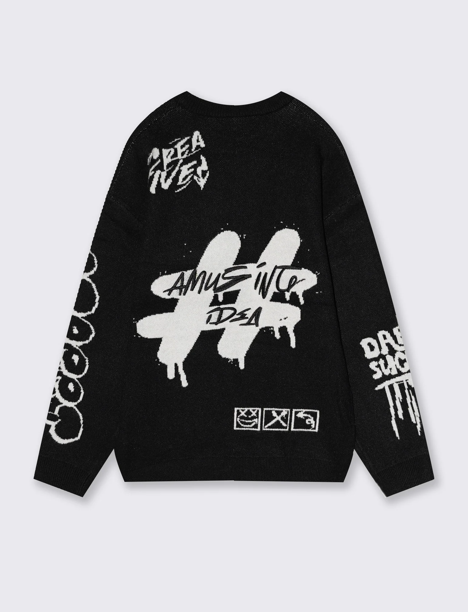 Maglione oversize con design jacquard - Nero - Image 2