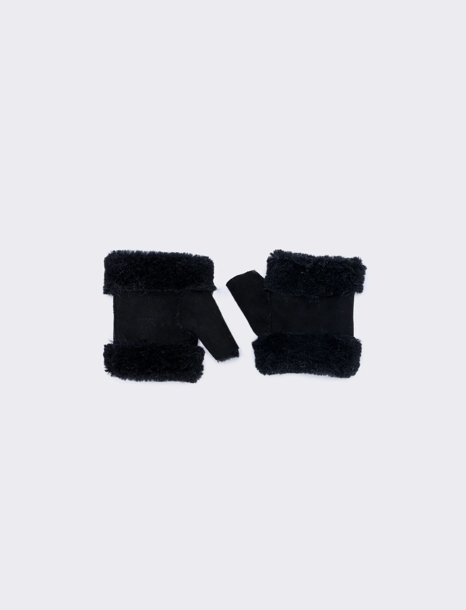 Manicotto corto effetto scamosciato - Nero - Image 2