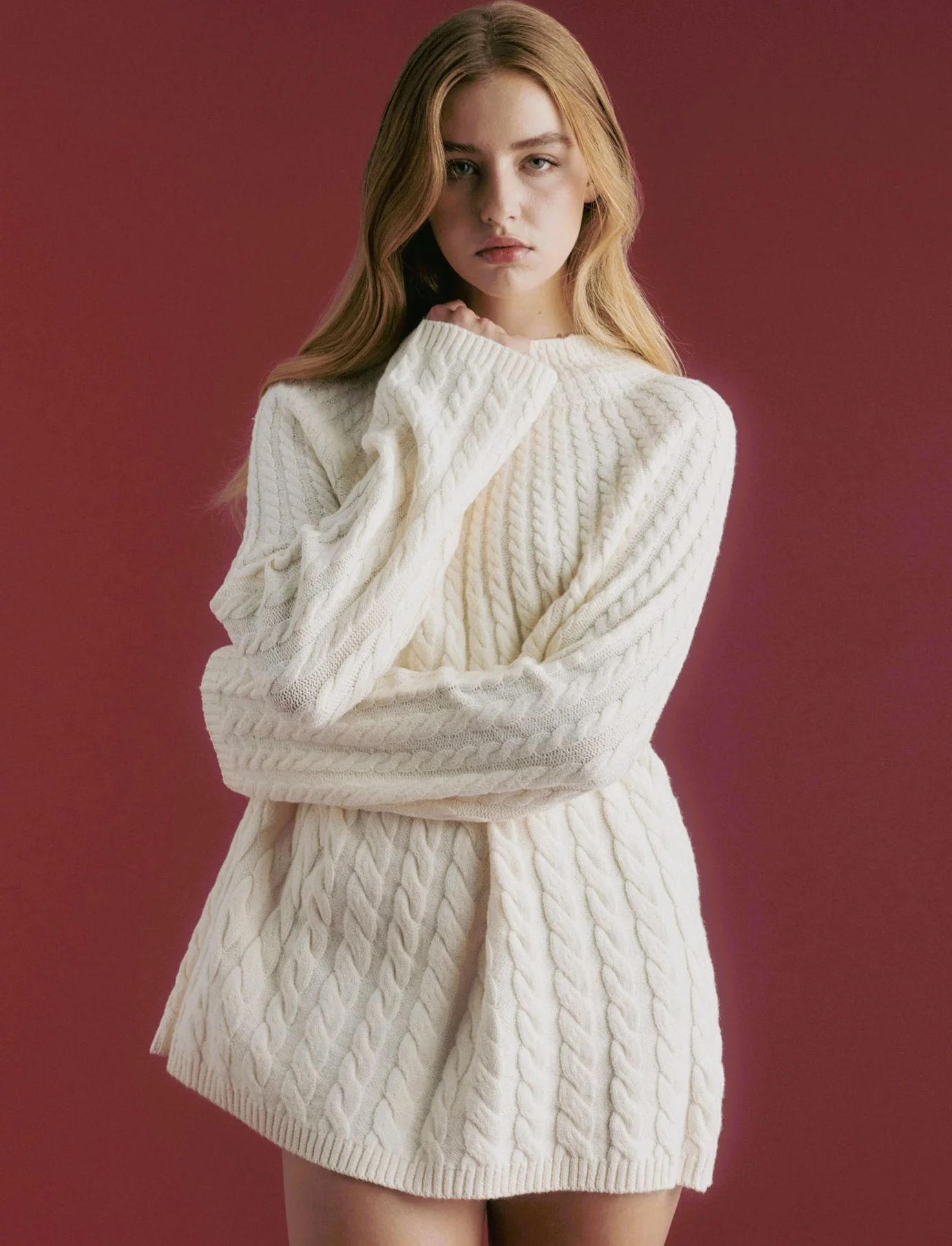 MAXIPULLOVER A TRECCE - Avorio - Image 4