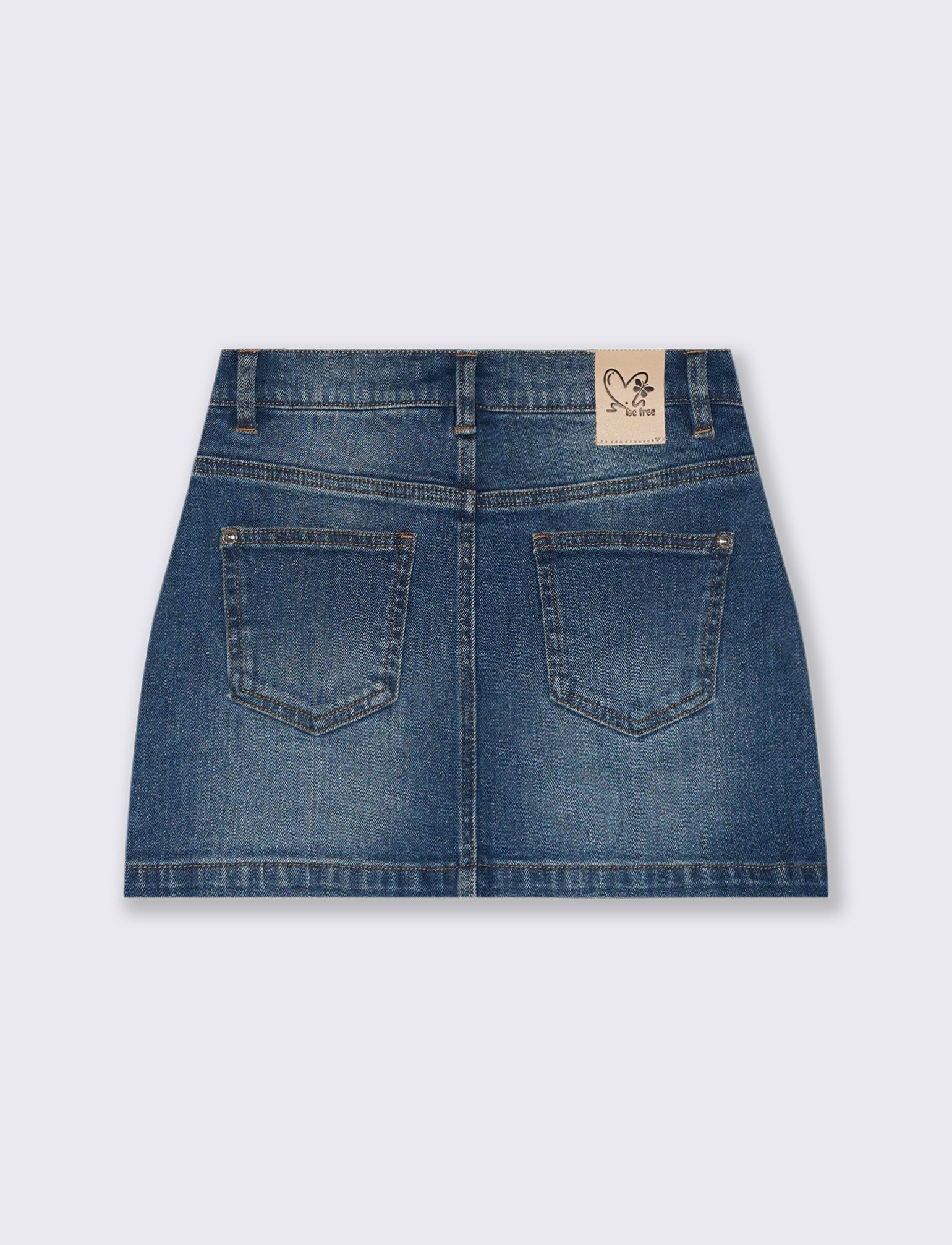 Minigonna elasticizzata in denim. - Denim - Image 3