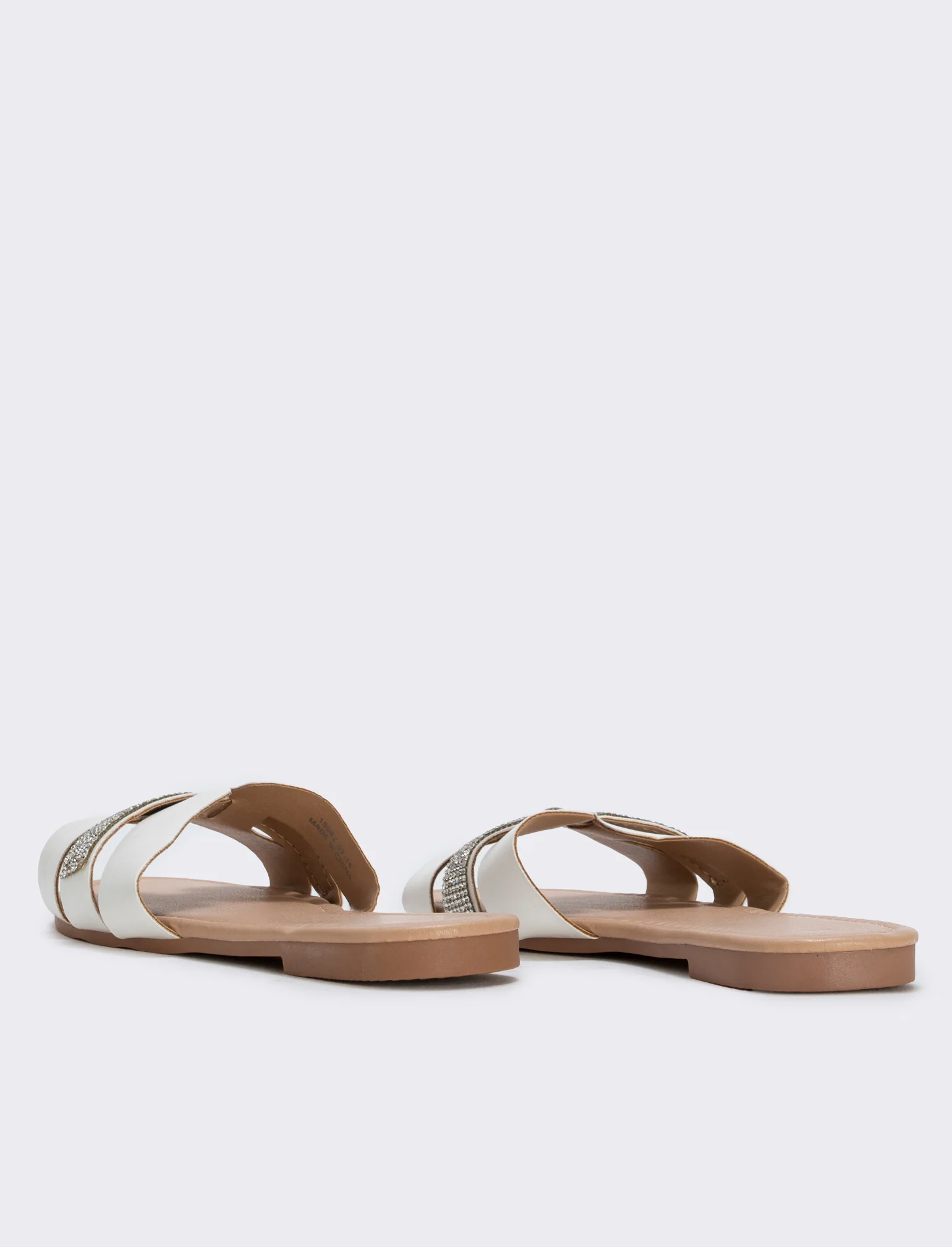 Mule da in poliuretano con strass - Bianco - Image 2