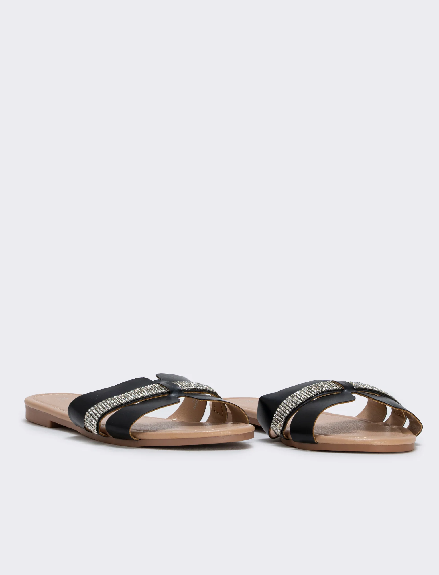 Mule da in poliuretano con strass - Nero - Image 3