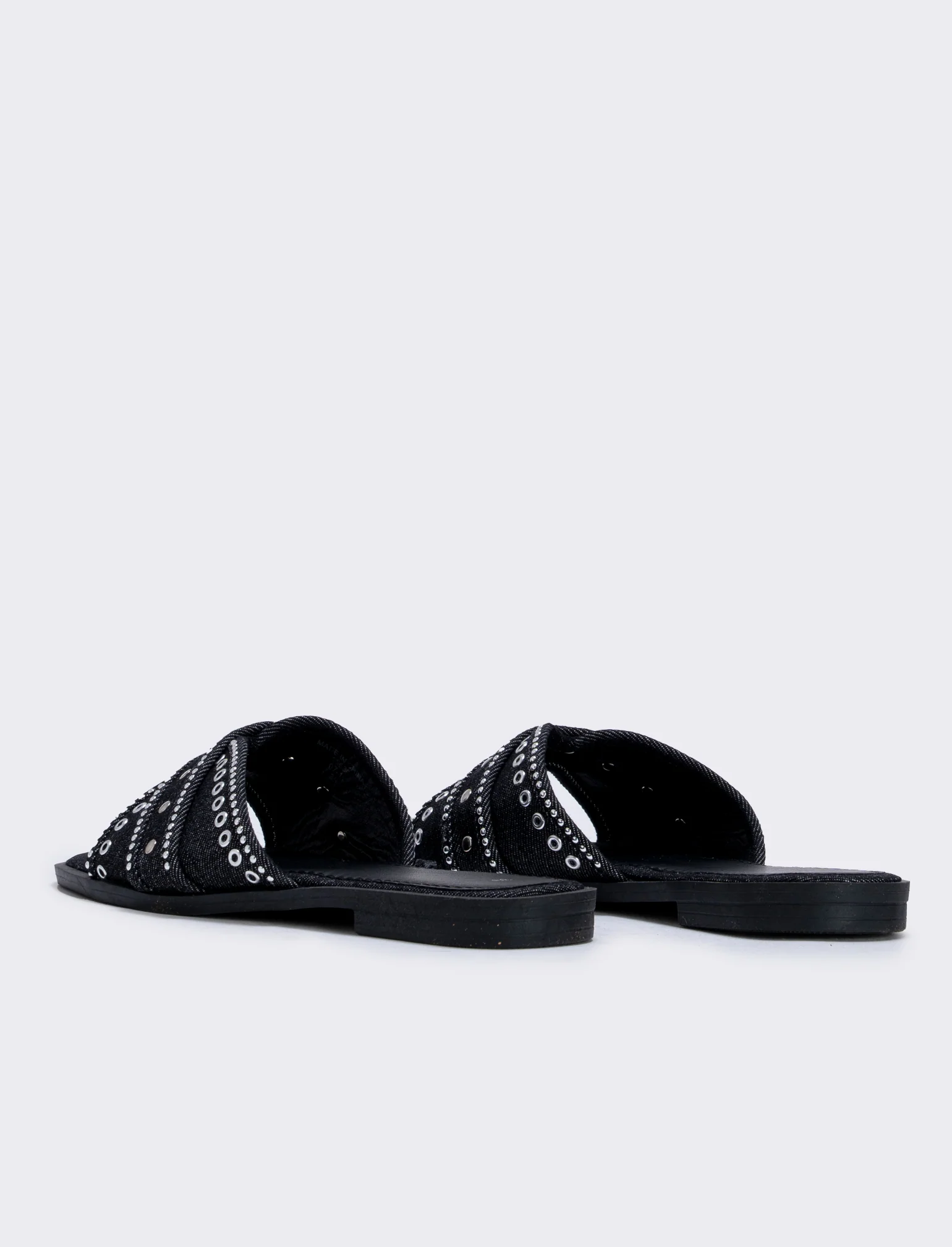 Mule in denim nero con borchie - Nero - Image 2