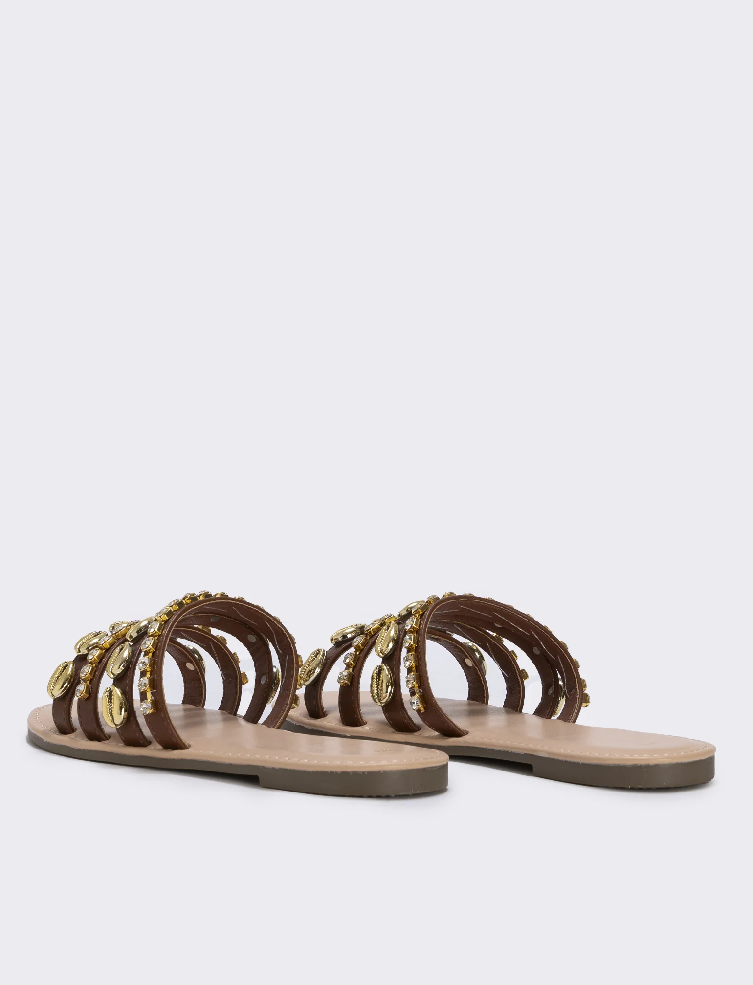 Mule marine da con conchiglie e strass - Marrone - Image 2