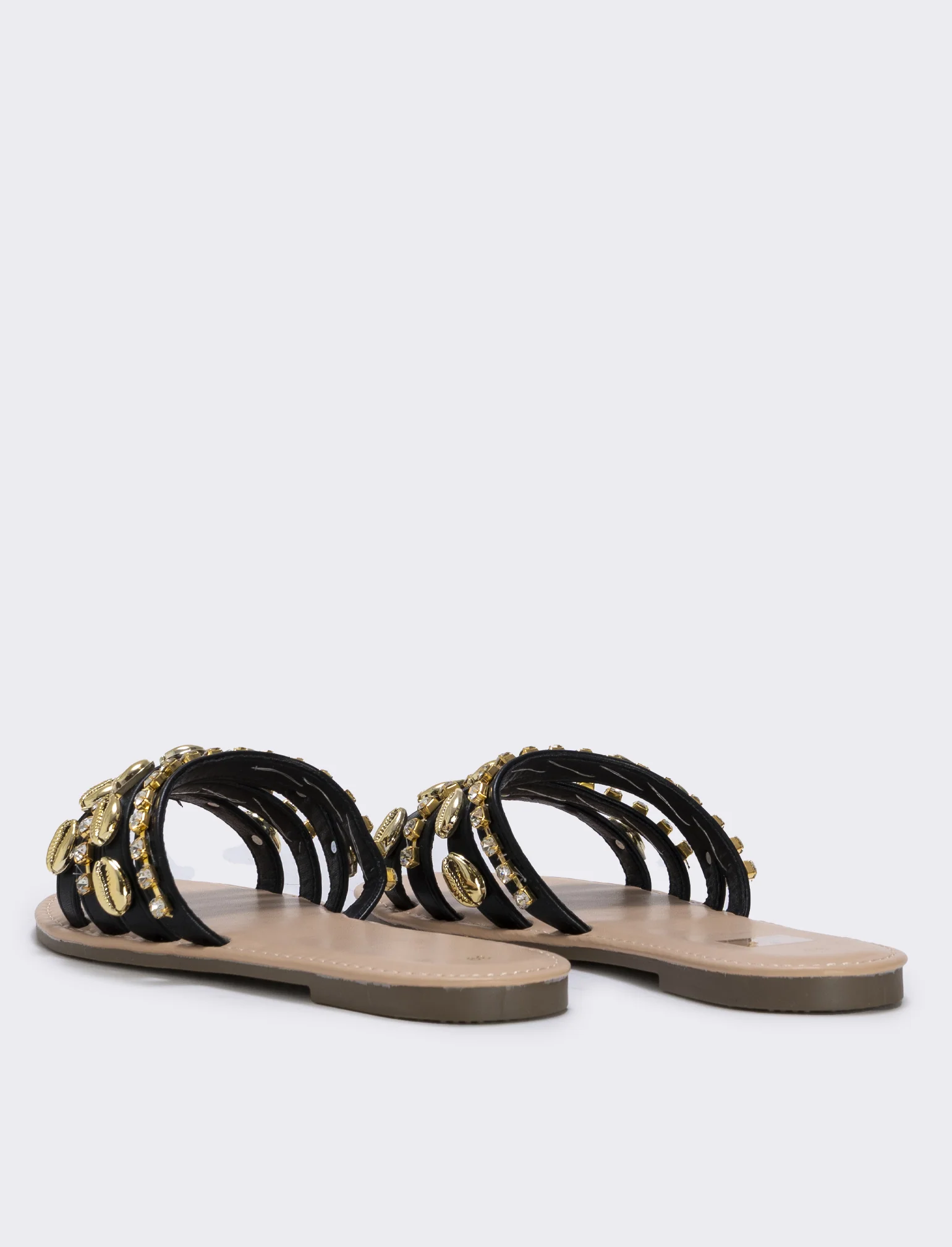 Mule marine da con conchiglie e strass - Nero - Image 2
