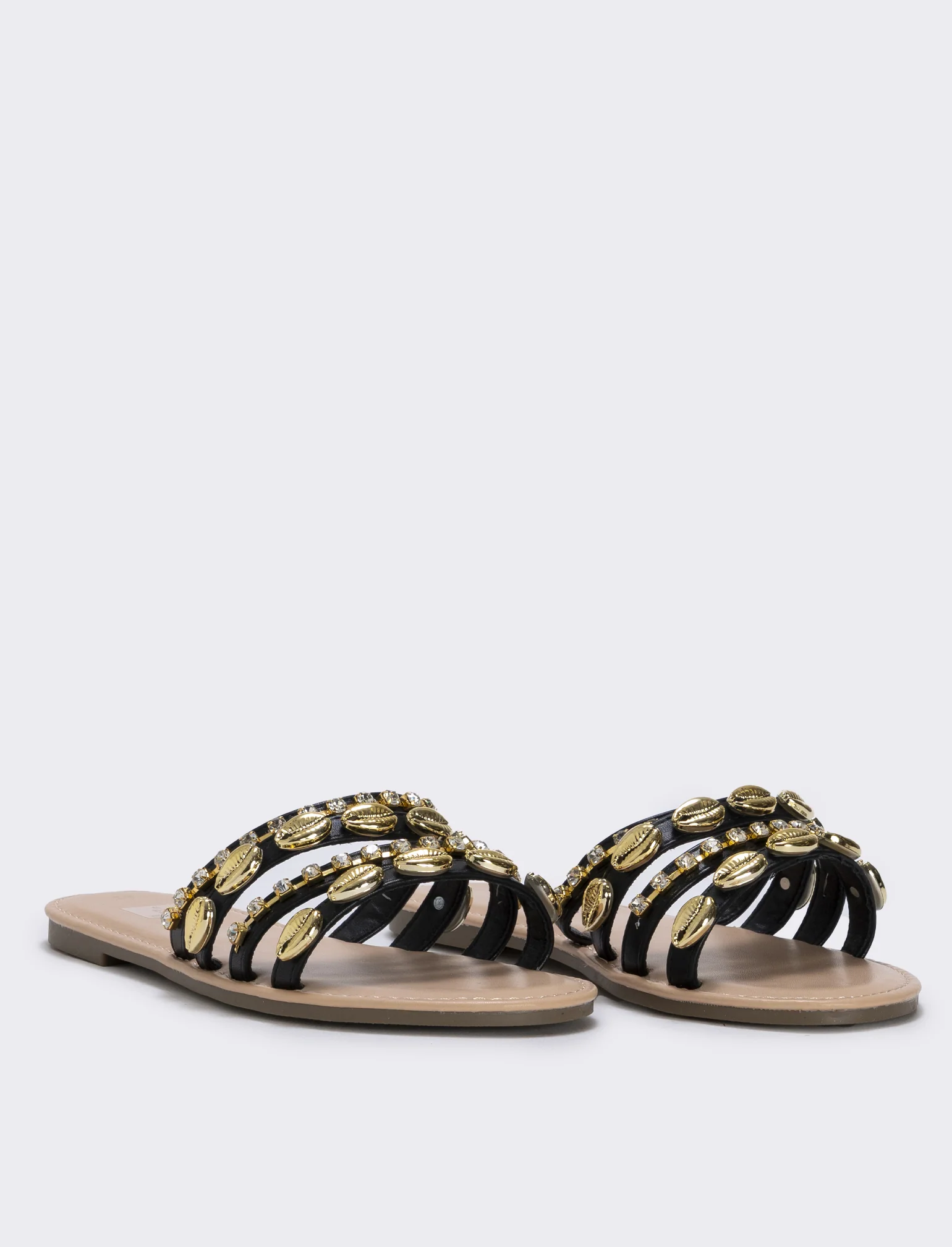Mule marine da con conchiglie e strass - Nero - Image 3