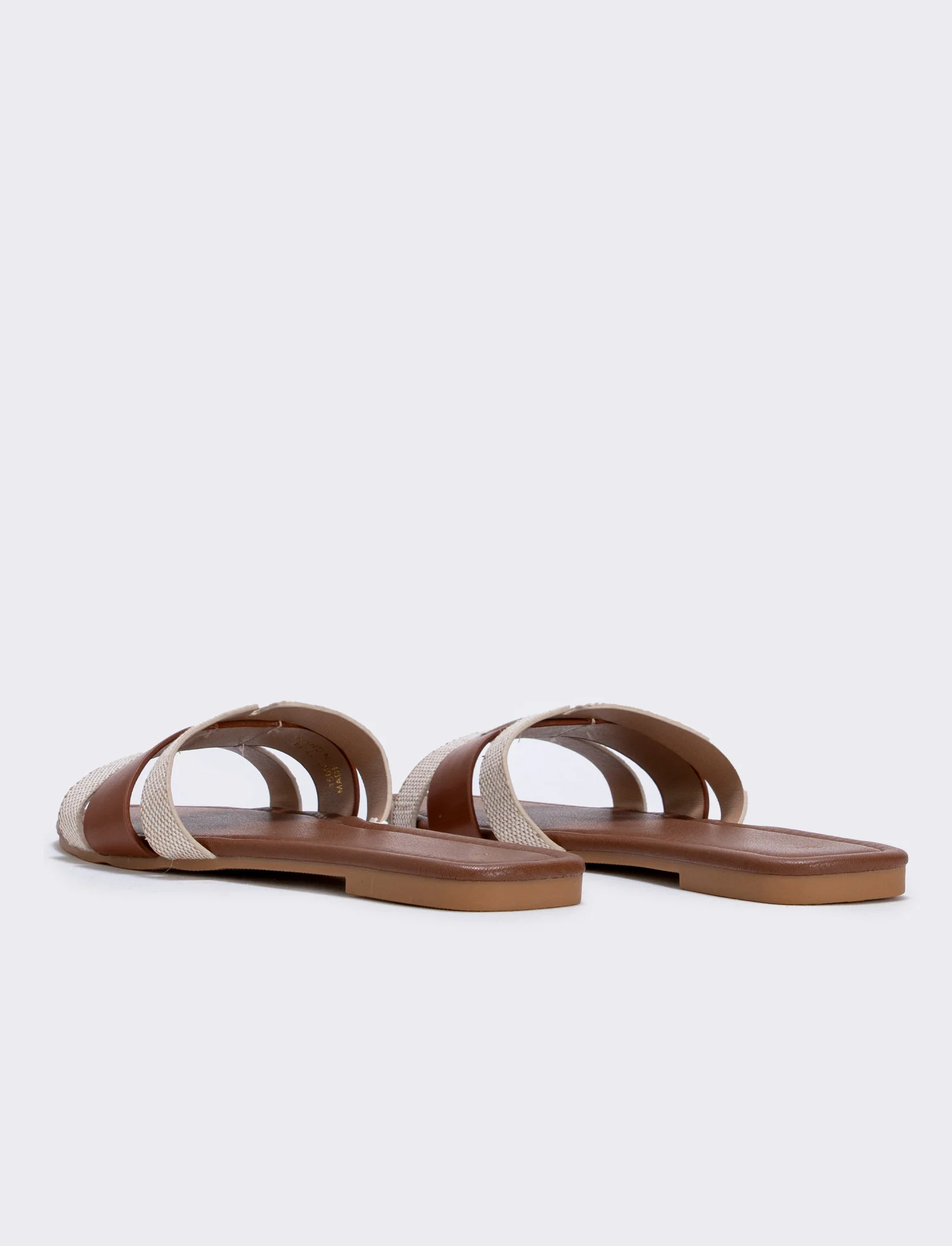 Mule poliuretano e tela beige test. - Testa di moro