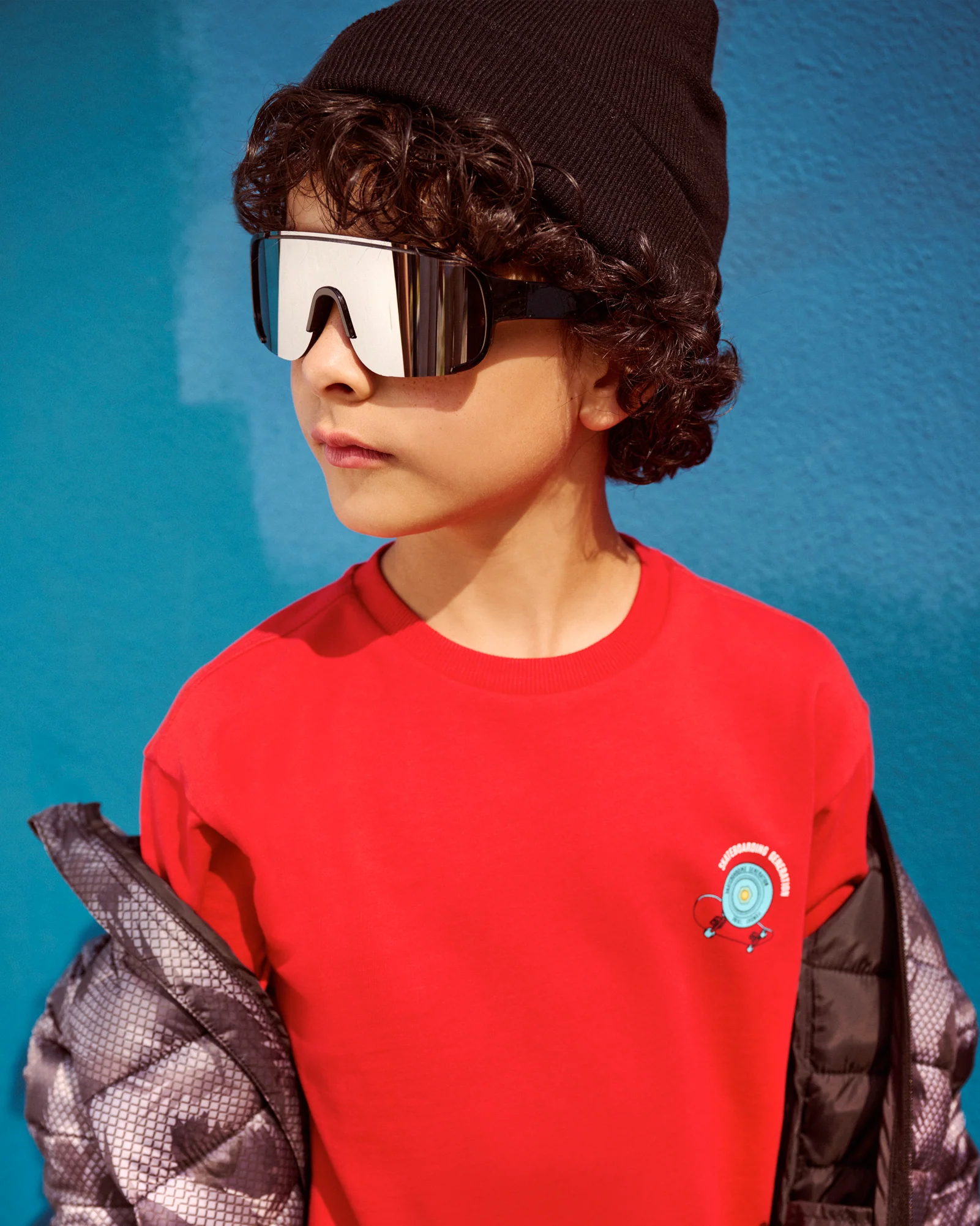 Occhiali a maschera con lente a specchio - Nero