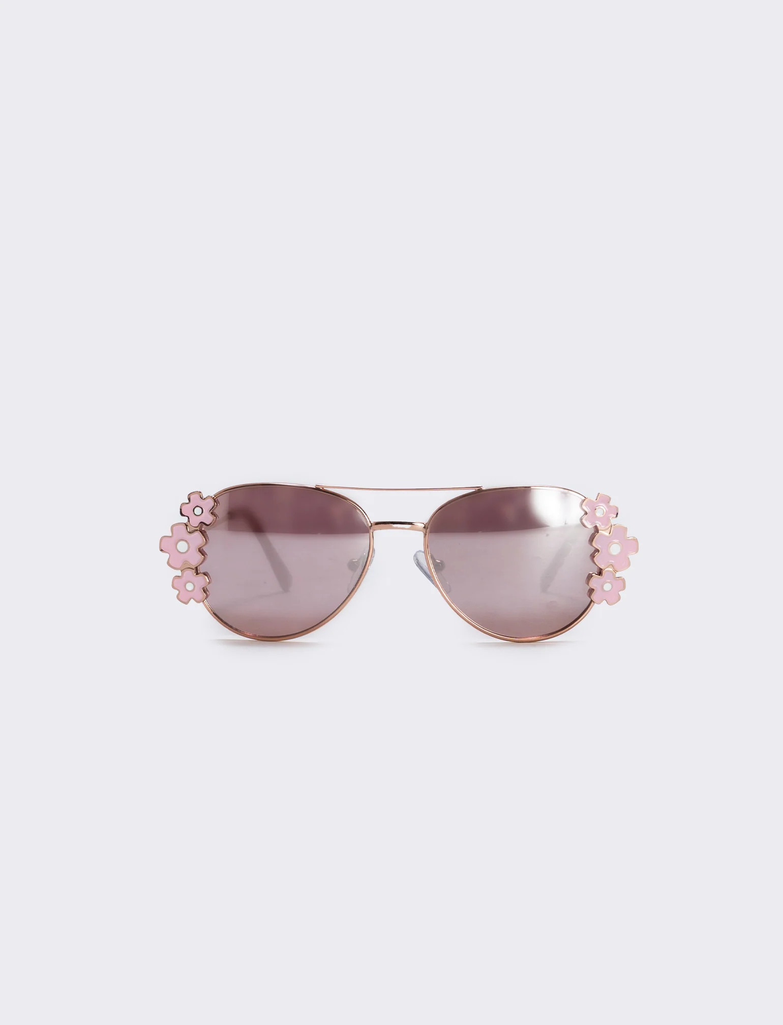 Occhiali da sole in metallo con fiori - Oro rosa