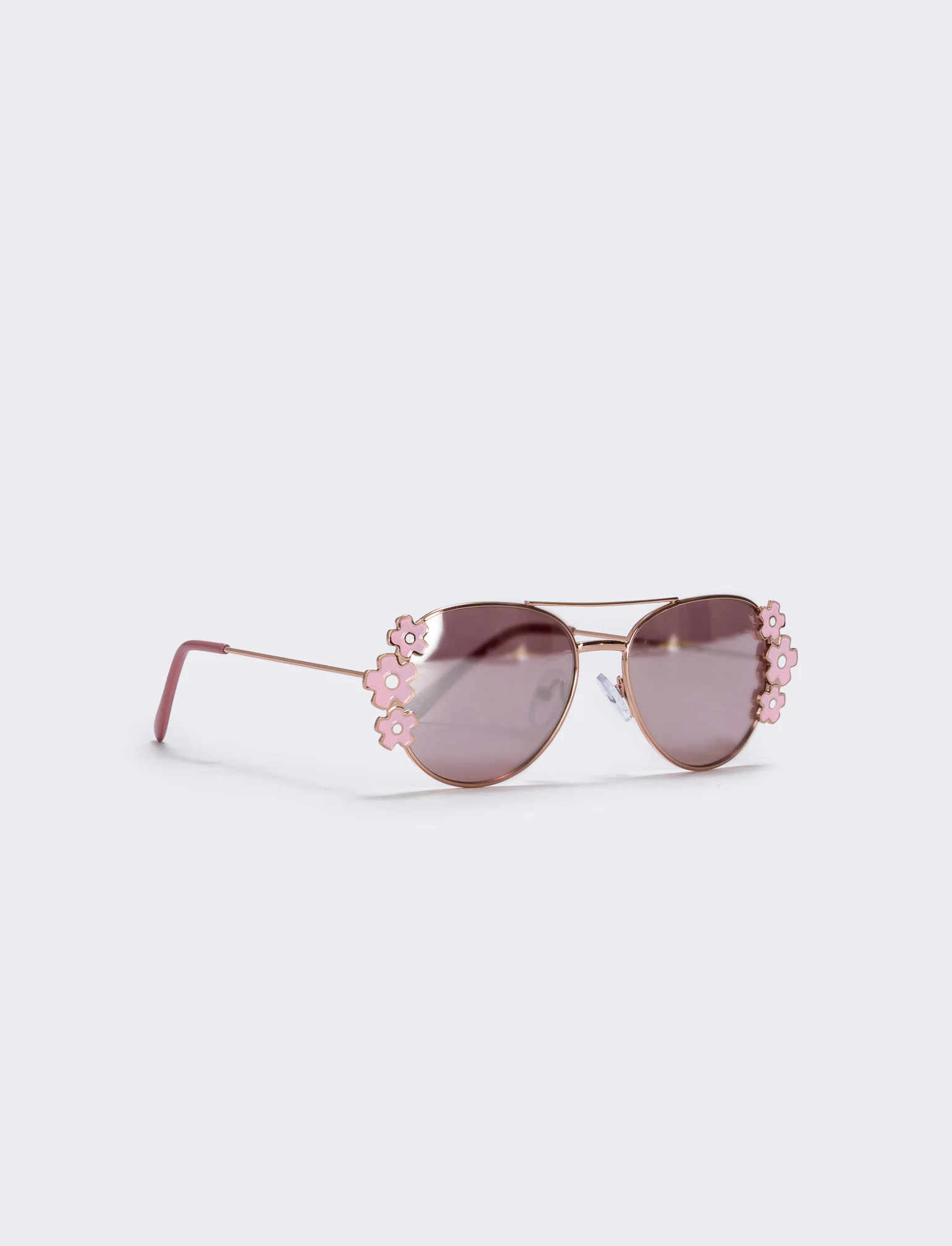 Occhiali da sole in metallo con fiori - Oro rosa - Image 2