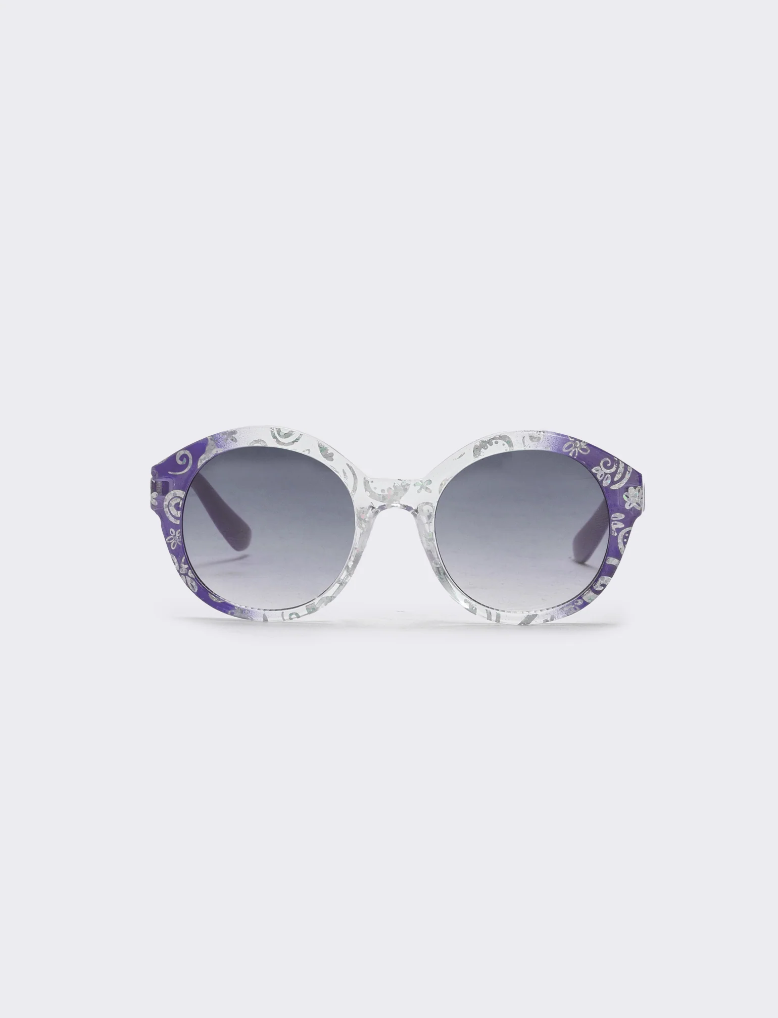 Occhiali tondi con glitter brillanti - Lilla