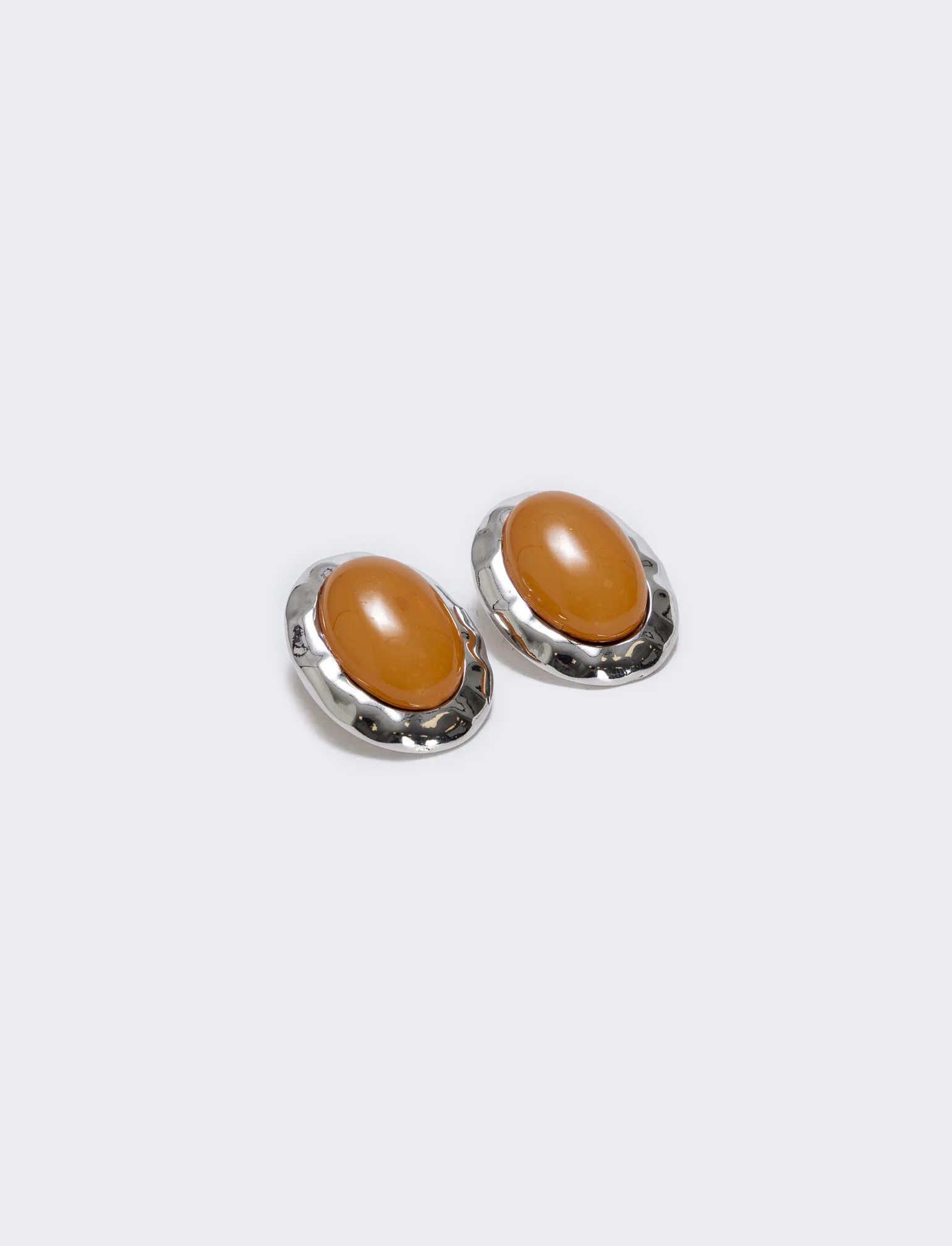 Orecchini bottone clip per donne eleganti - Marrone - Image 2