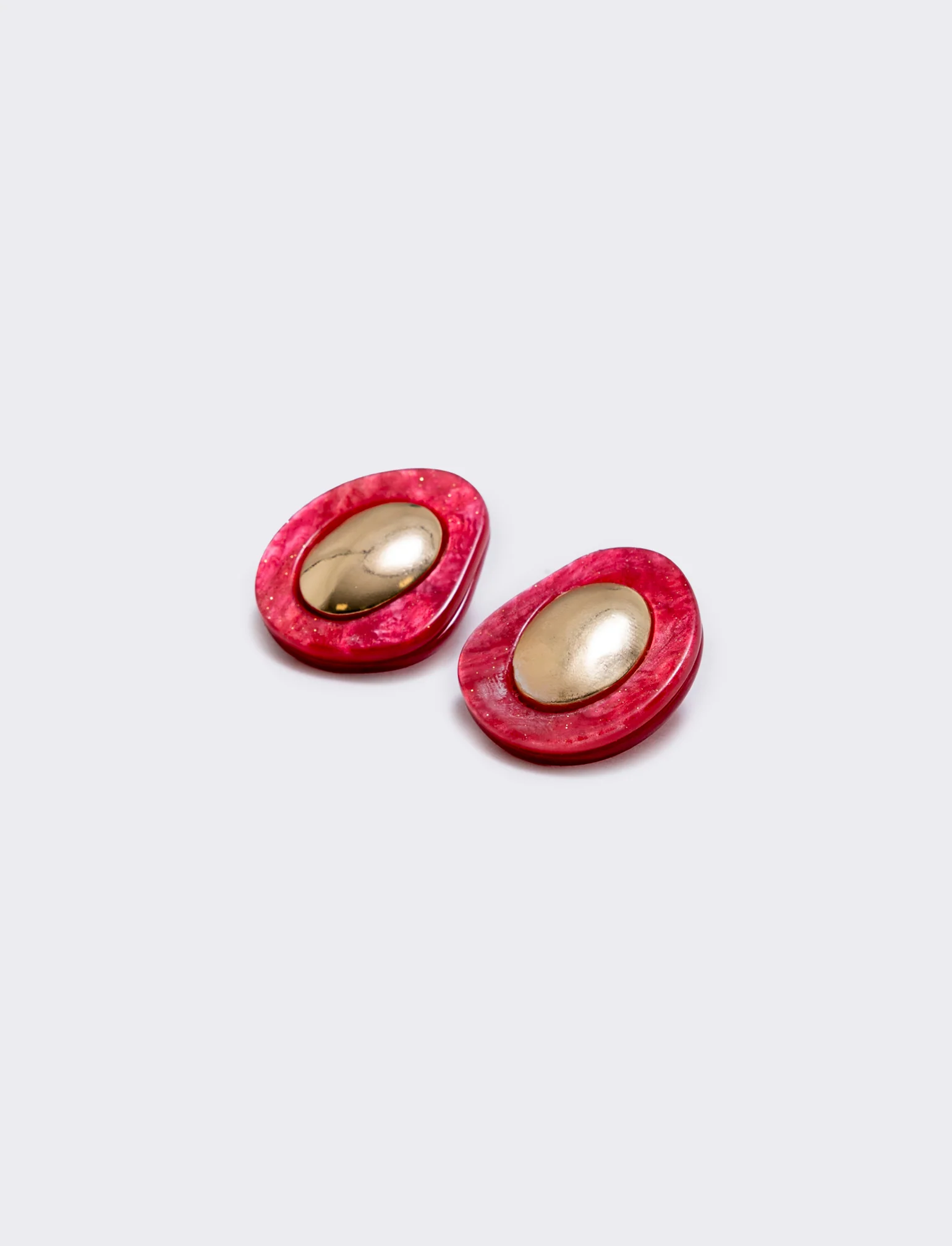 Orecchini bottone con clip - Fuxia - Image 2