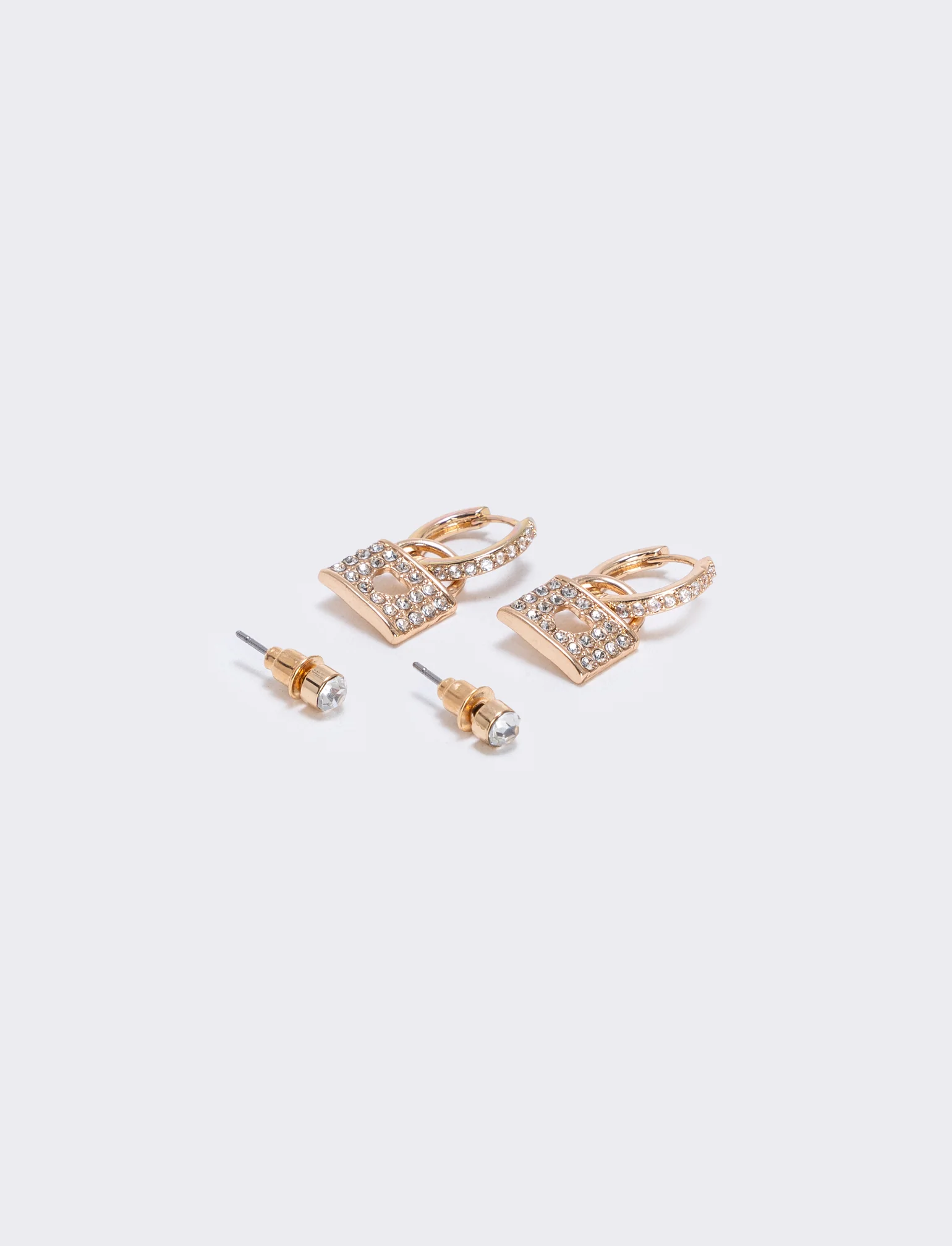 Orecchini catenaccio con strass brillanti - Oro - Image 2