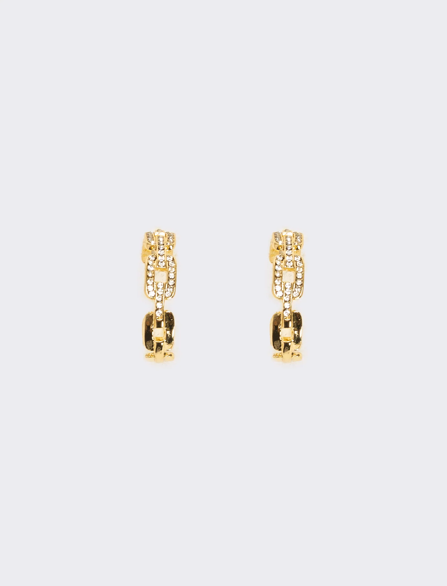 Orecchini cerchi catena con strass - Oro