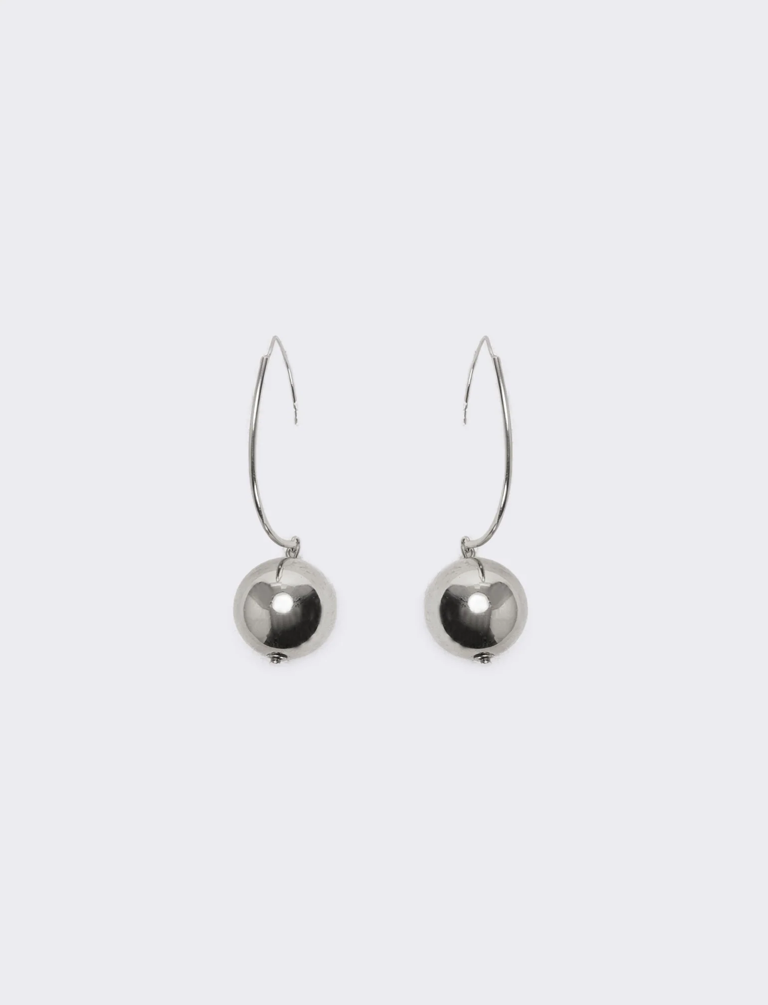 Orecchini cerchi con pendente e pallina - Argento