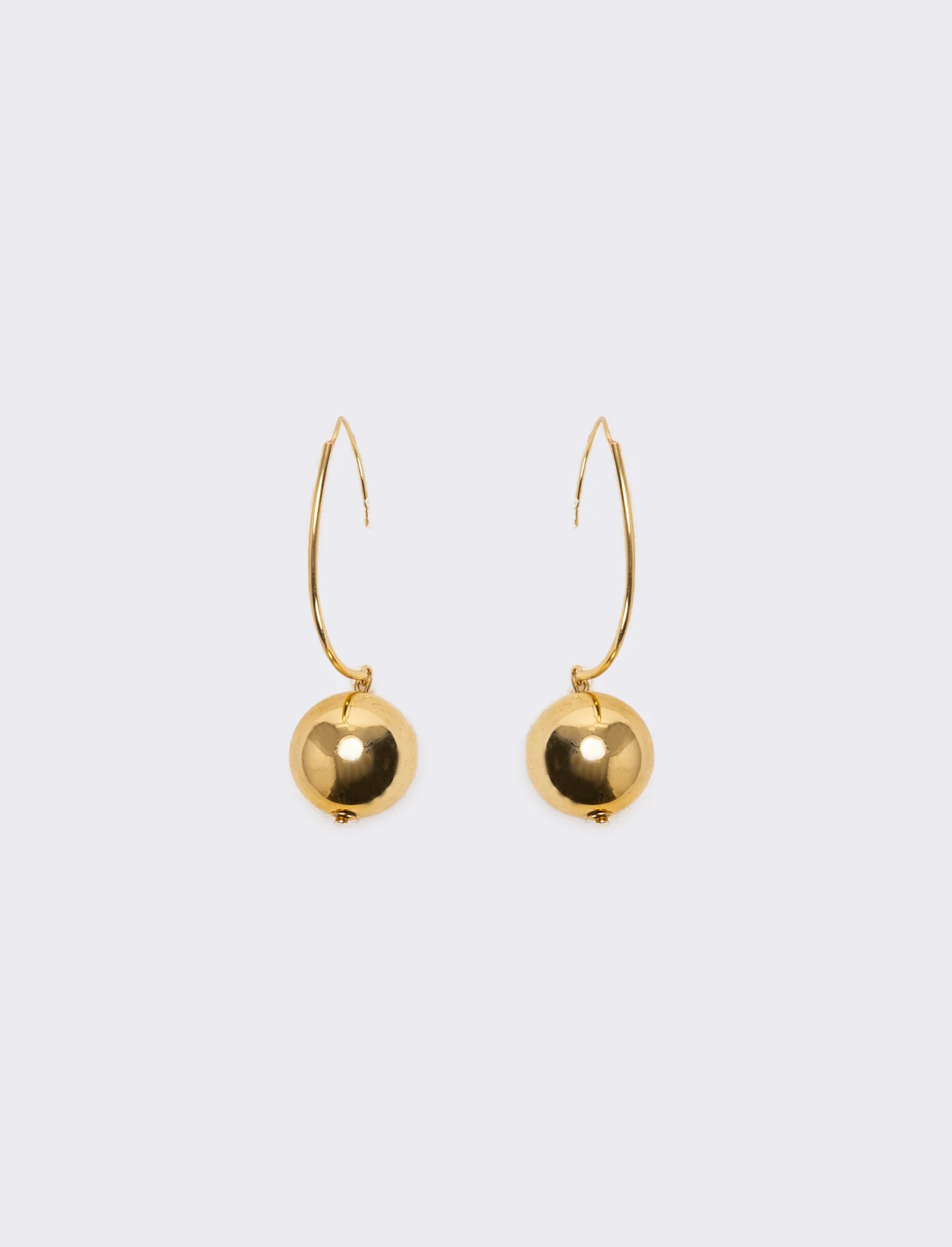 Orecchini cerchi con pendente e pallina - Oro
