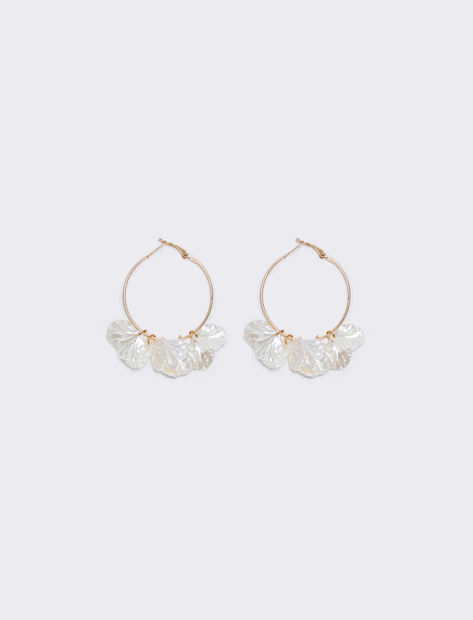 Orecchini cerchi con petali pendenti - Oro