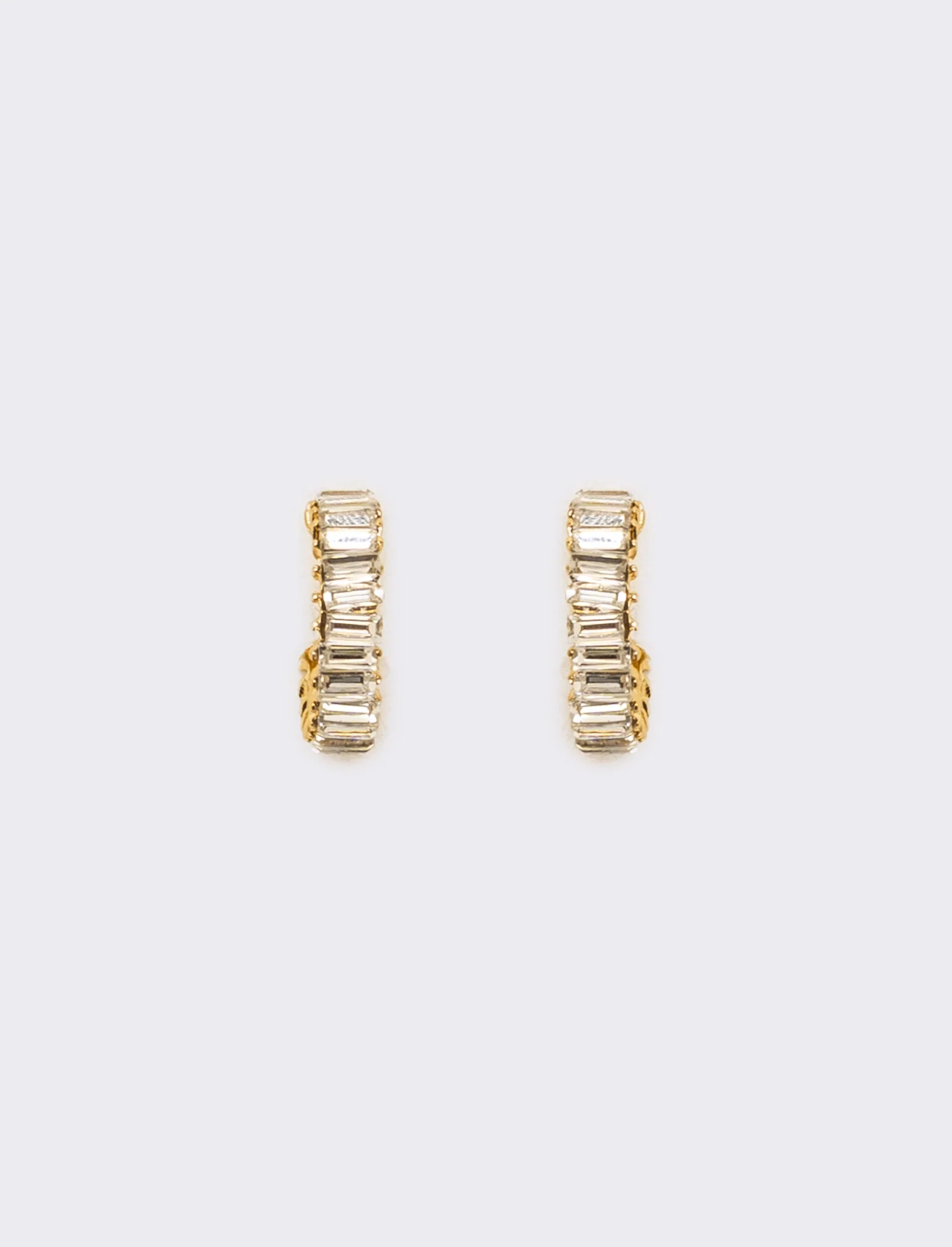 Orecchini cerchi con strass baguette - Argento