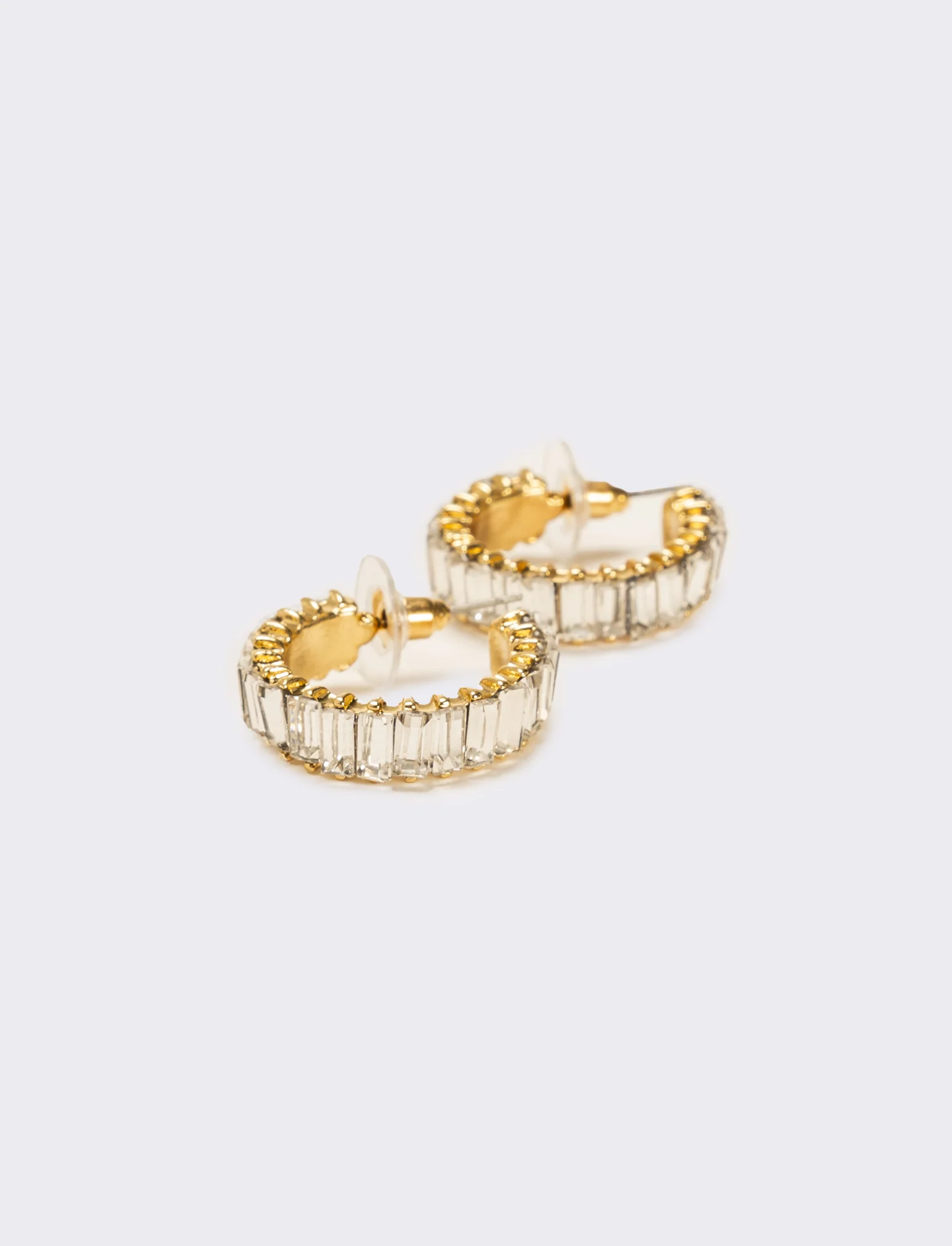 Orecchini cerchi con strass baguette - Argento - Image 3