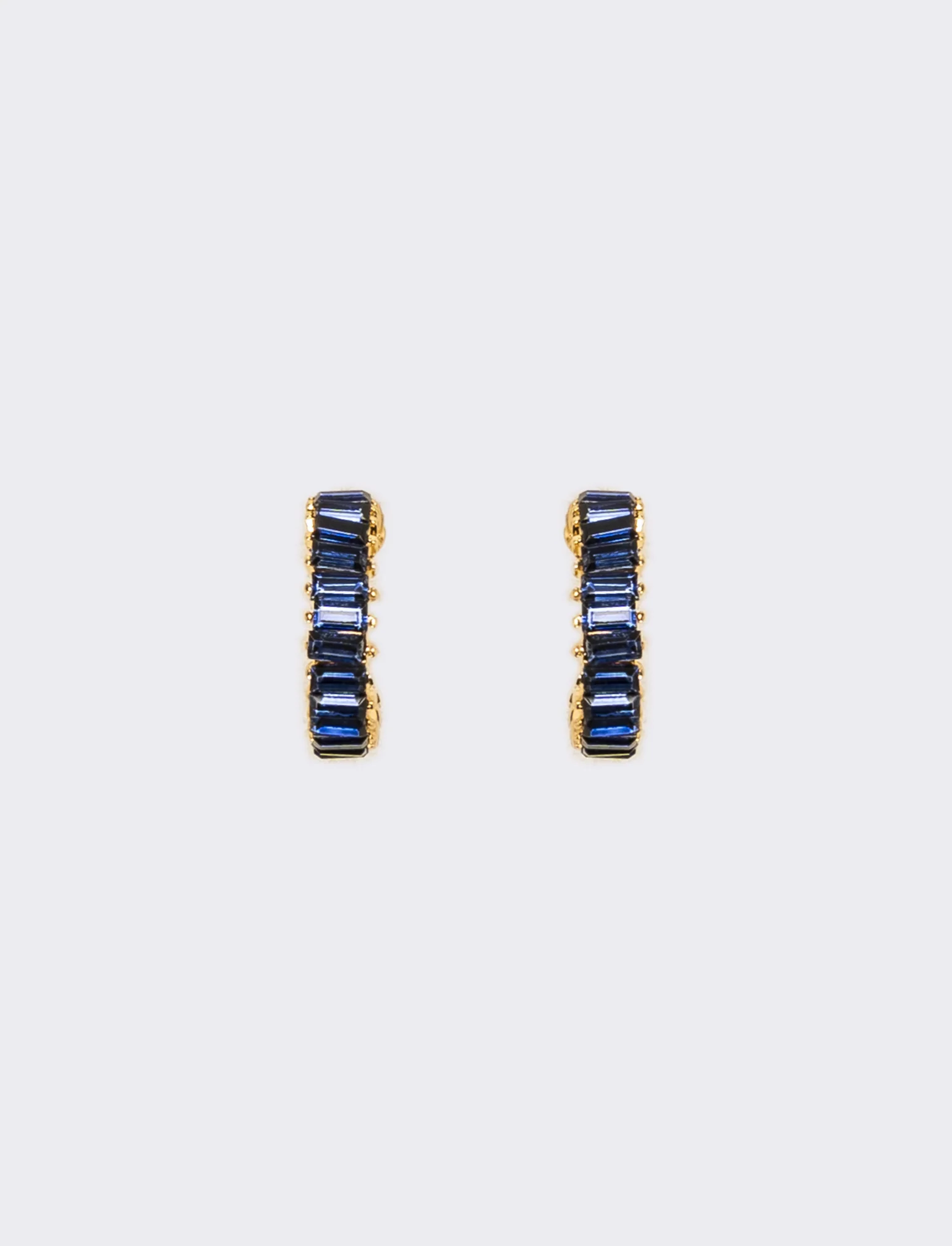 Orecchini cerchi con strass baguette - Blu
