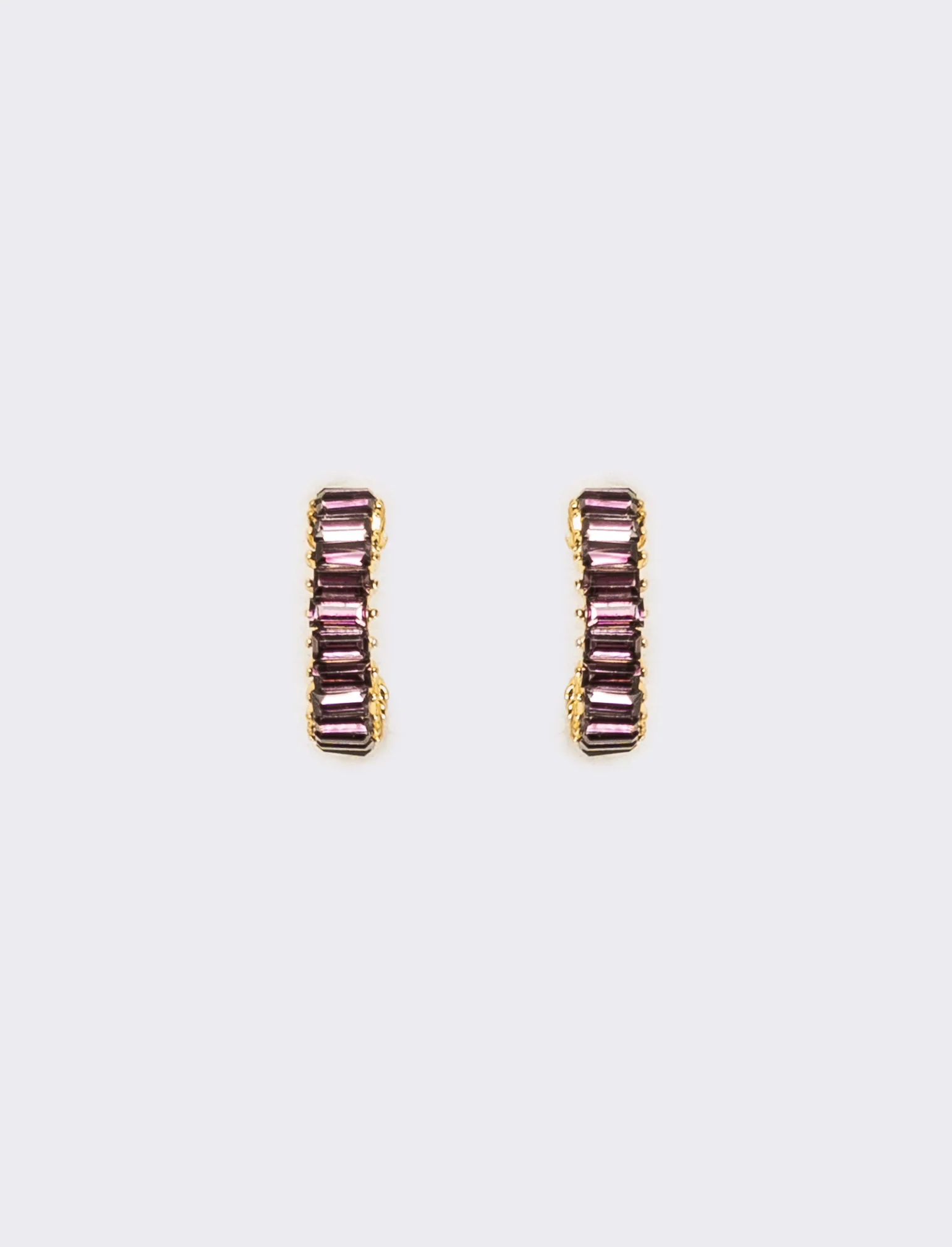 Orecchini cerchi con strass baguette - Viola